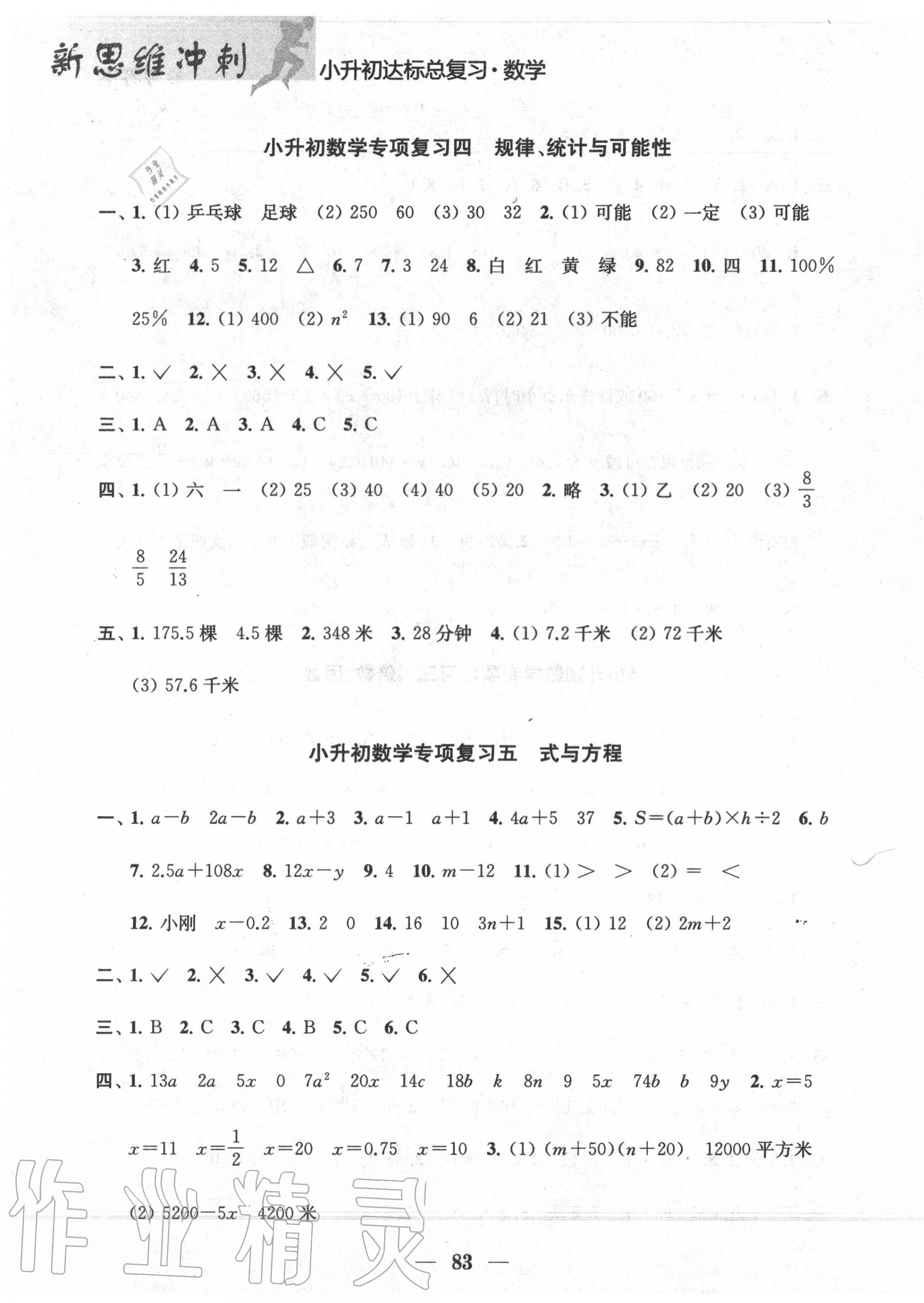 2020年新思维冲刺小升初达标总复习数学 第3页