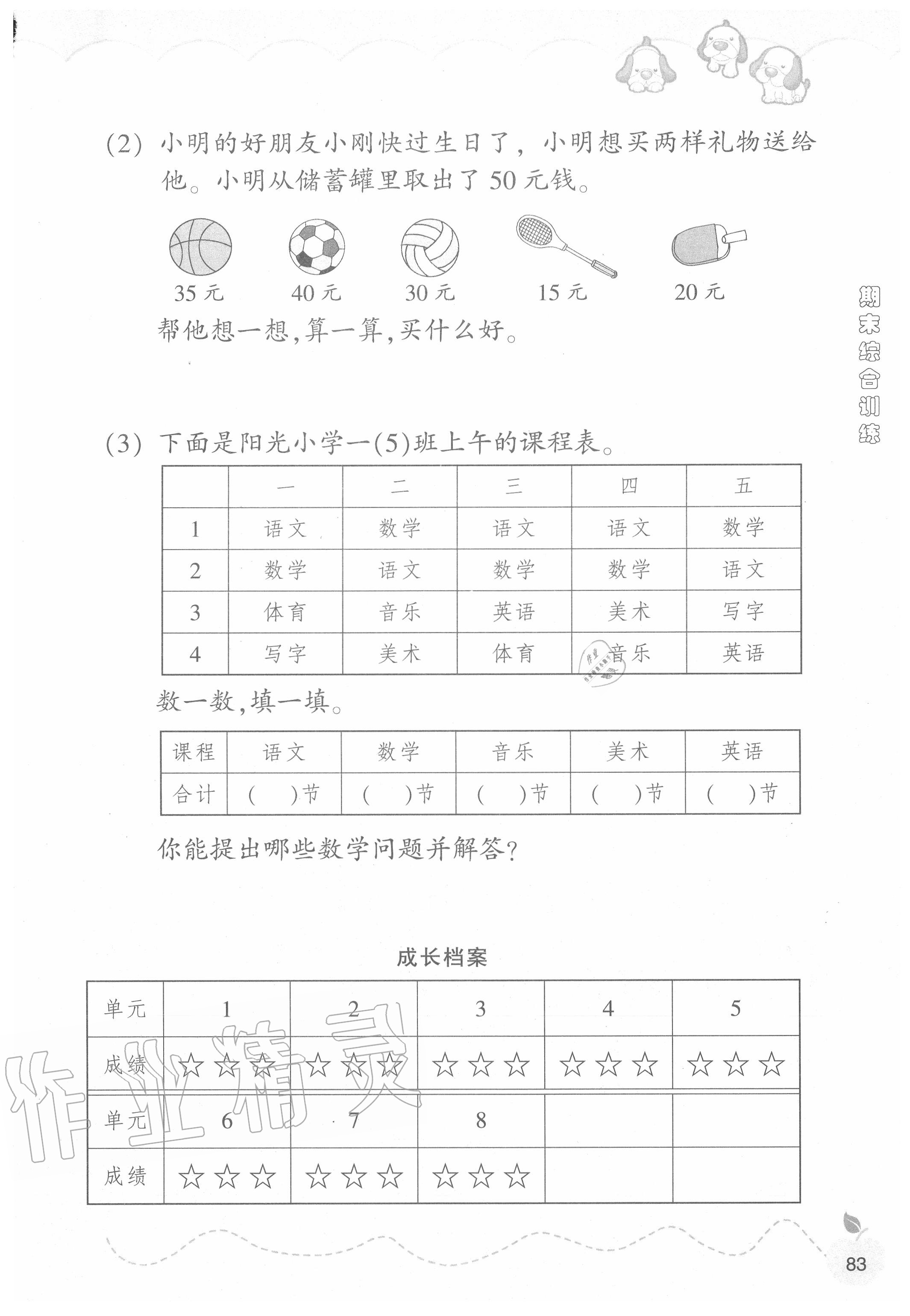 2019年小學(xué)數(shù)學(xué)課時特訓(xùn)一年級下冊人教版 第1頁