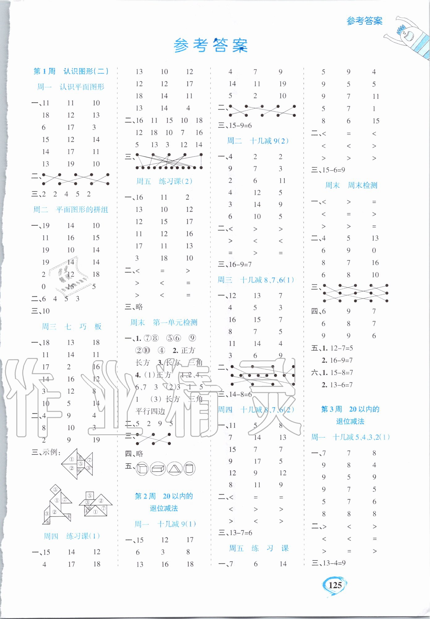 2020年計算全能一年級數(shù)學(xué)下冊人教版 第1頁