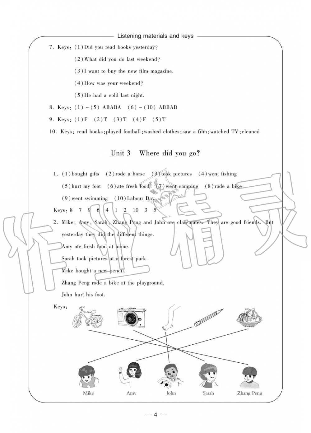 2020年新課標(biāo)學(xué)習(xí)方法指導(dǎo)叢書六年級(jí)英語下冊(cè)人教版 參考答案第4頁