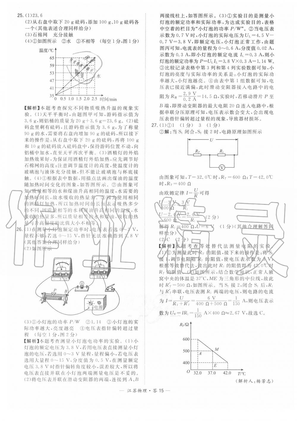 2020年天利38套中考試題精選物理江蘇專版 參考答案第15頁(yè)