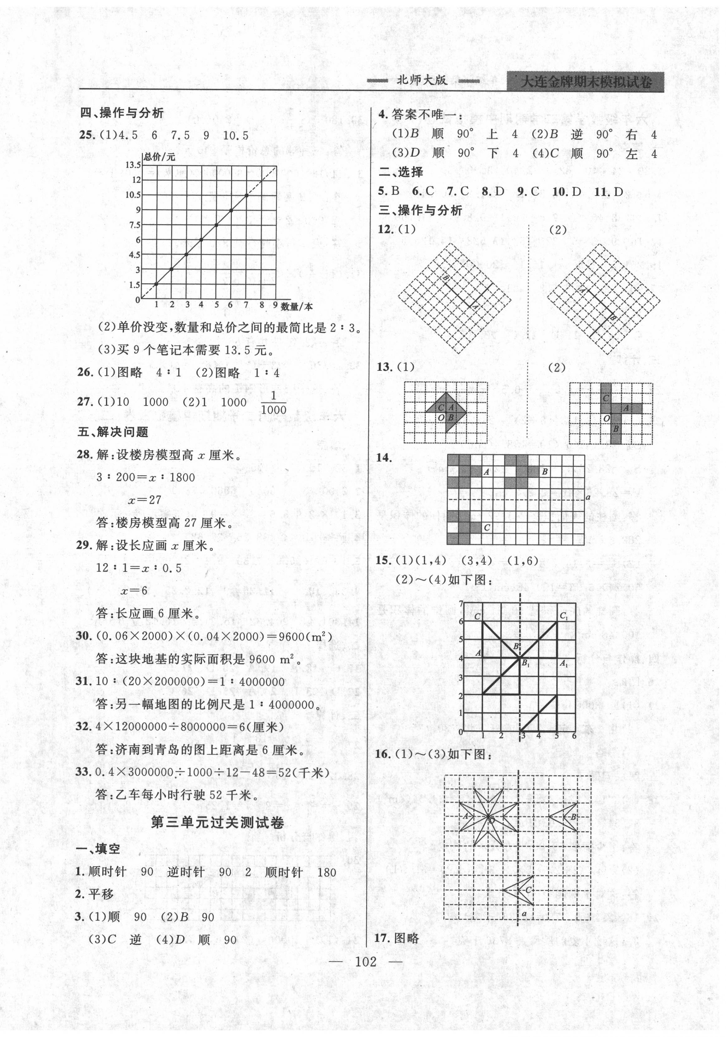 2020年大連金牌期末模擬試卷六年級數(shù)學(xué)第二學(xué)期北師大版 第2頁