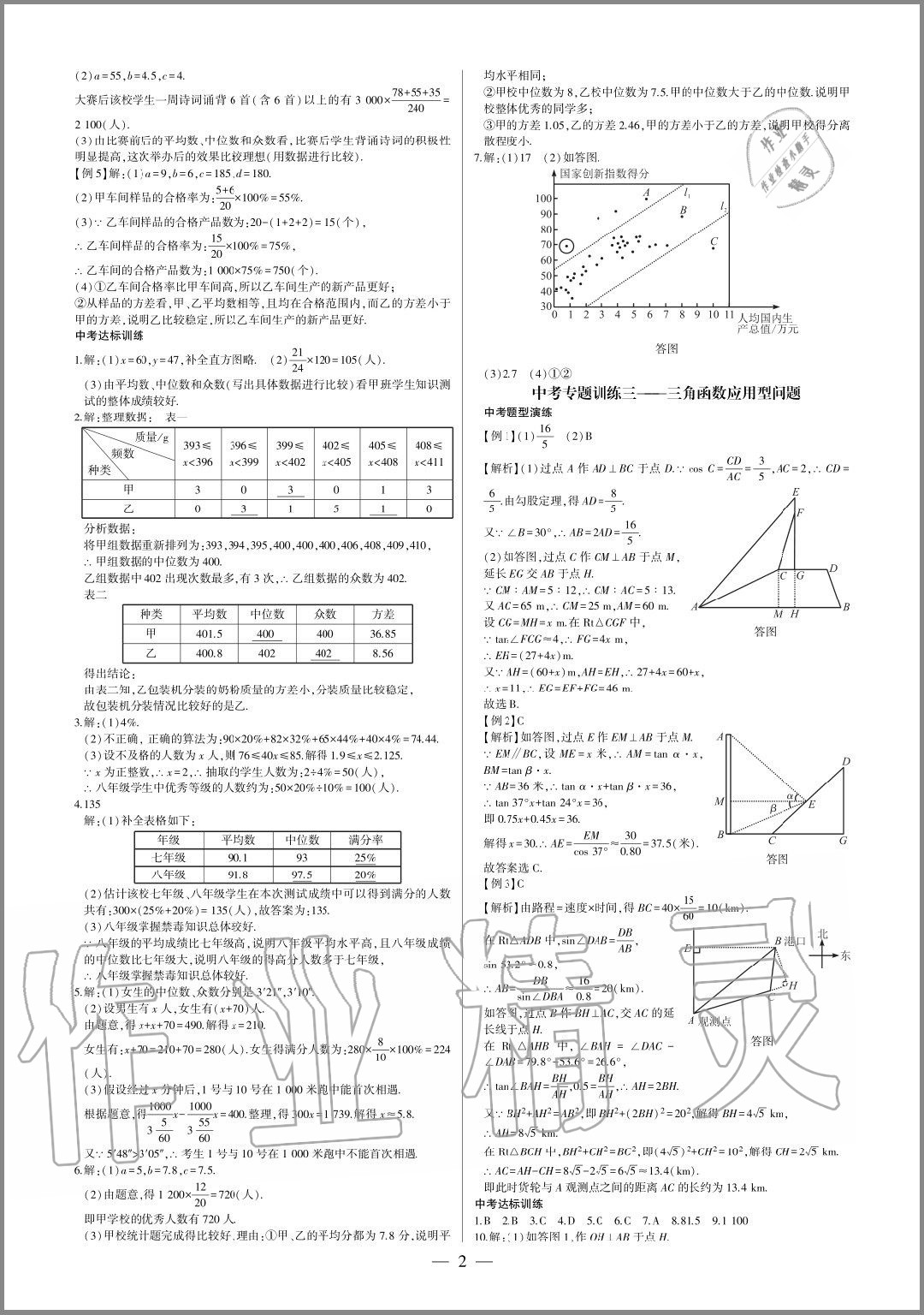 2020年巔峰對決第二輪復習數(shù)學重慶 參考答案第2頁