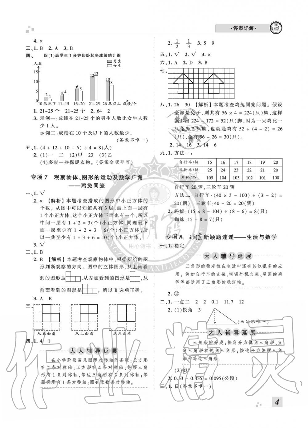 2020年王朝霞各地期末試卷精選四年級數(shù)學(xué)下冊人教版河南專版 參考答案第4頁