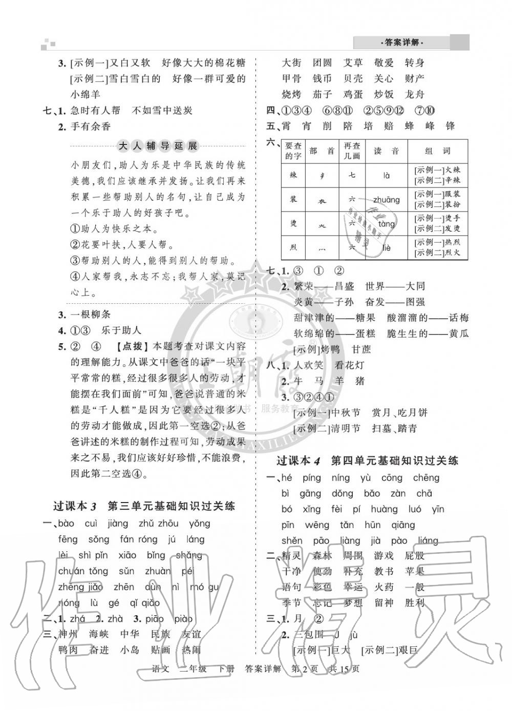 2020年王朝霞期末真題精編二年級(jí)語(yǔ)文下冊(cè)人教版鄭州專版 參考答案第2頁(yè)