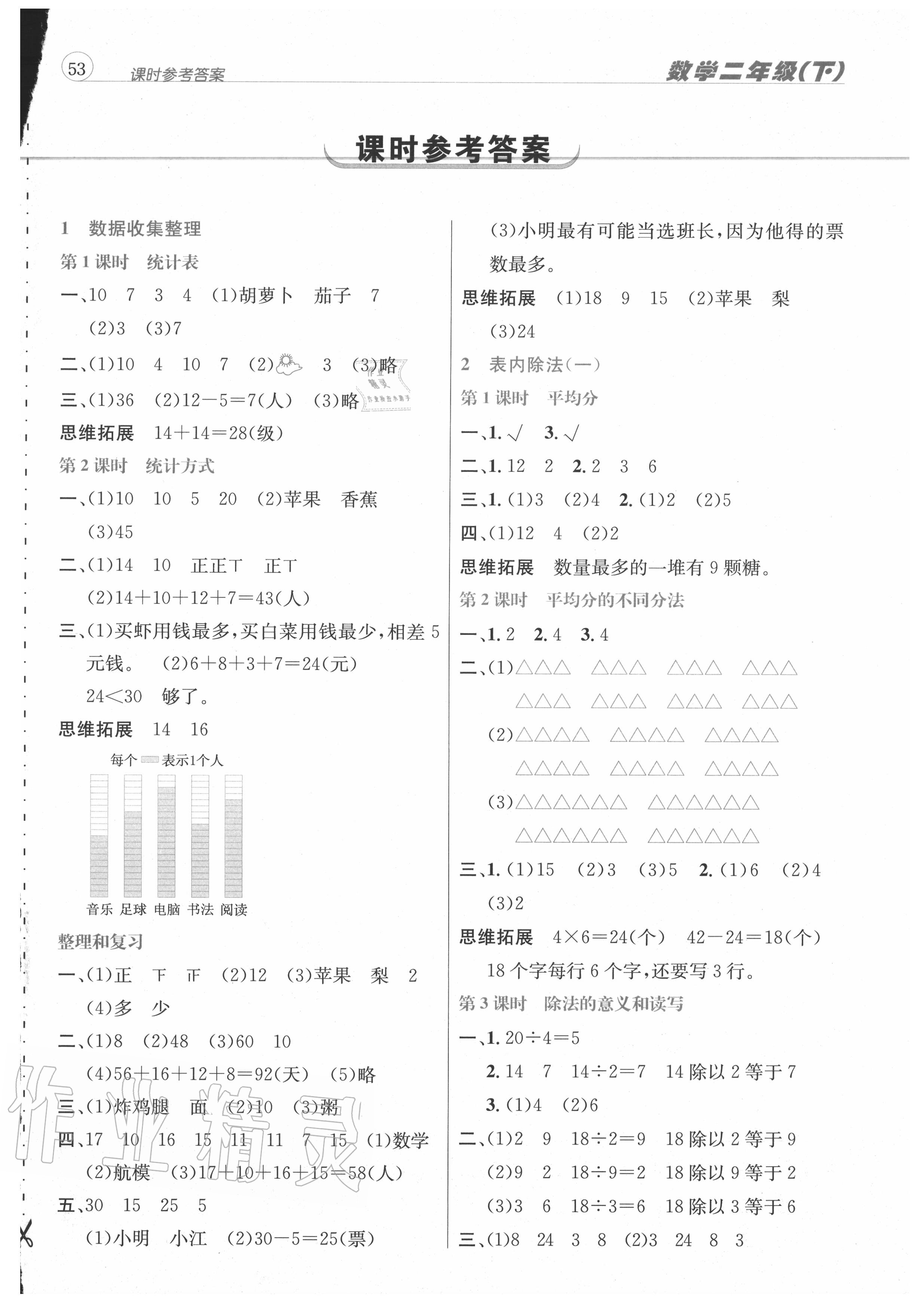 2020年名校秘題課時達(dá)標(biāo)練與測二年級數(shù)學(xué)下冊人教版 第1頁