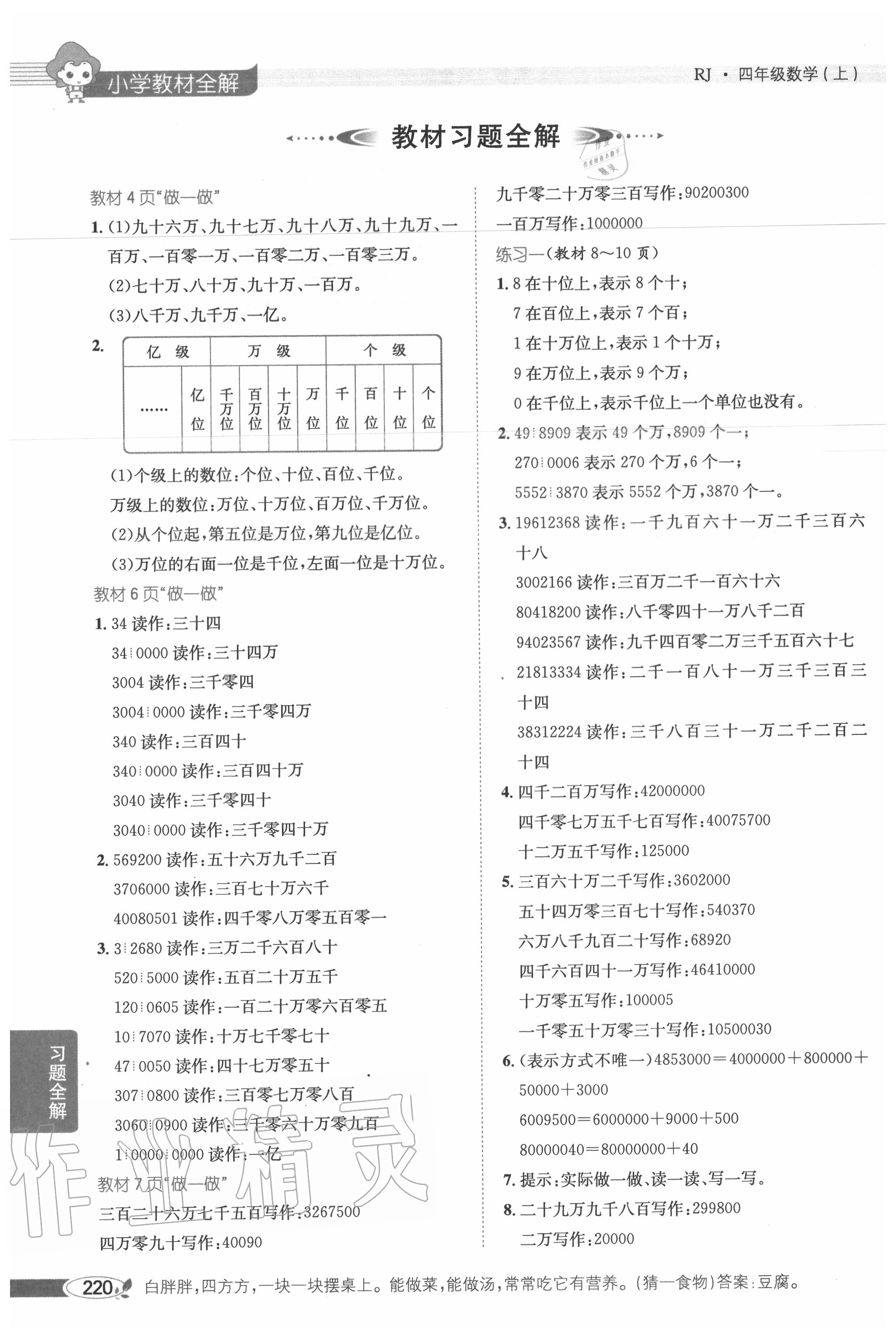 2020年教材课本四年级数学上册人教版 第1页