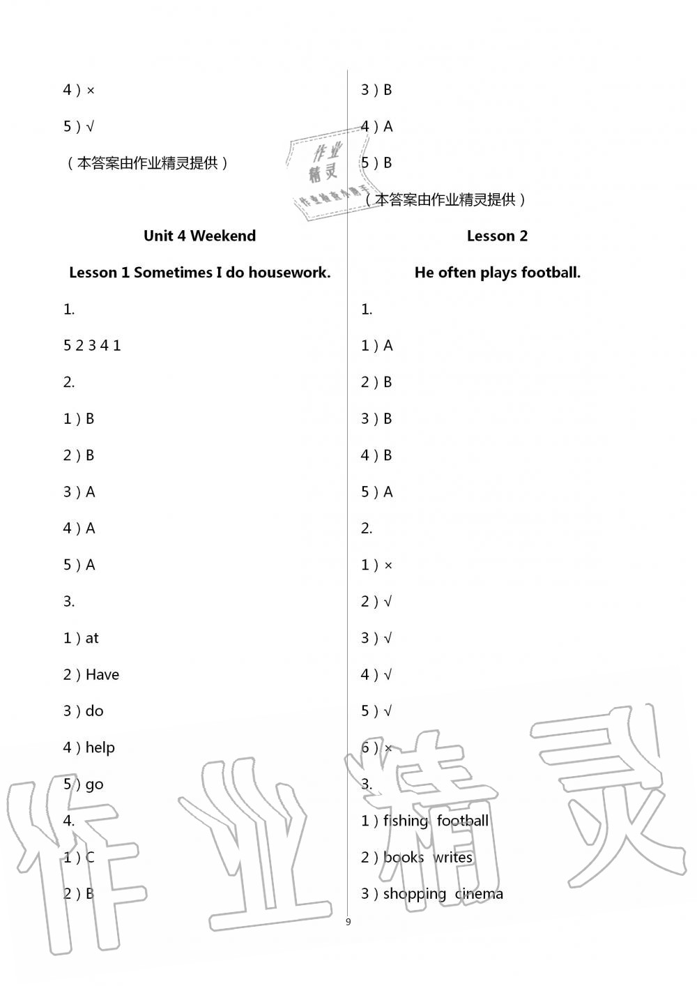 2020年小學(xué)基礎(chǔ)訓(xùn)練山東教育出版社四年級(jí)英語(yǔ)下冊(cè)三年級(jí)起點(diǎn)五四制魯科版 第9頁(yè)