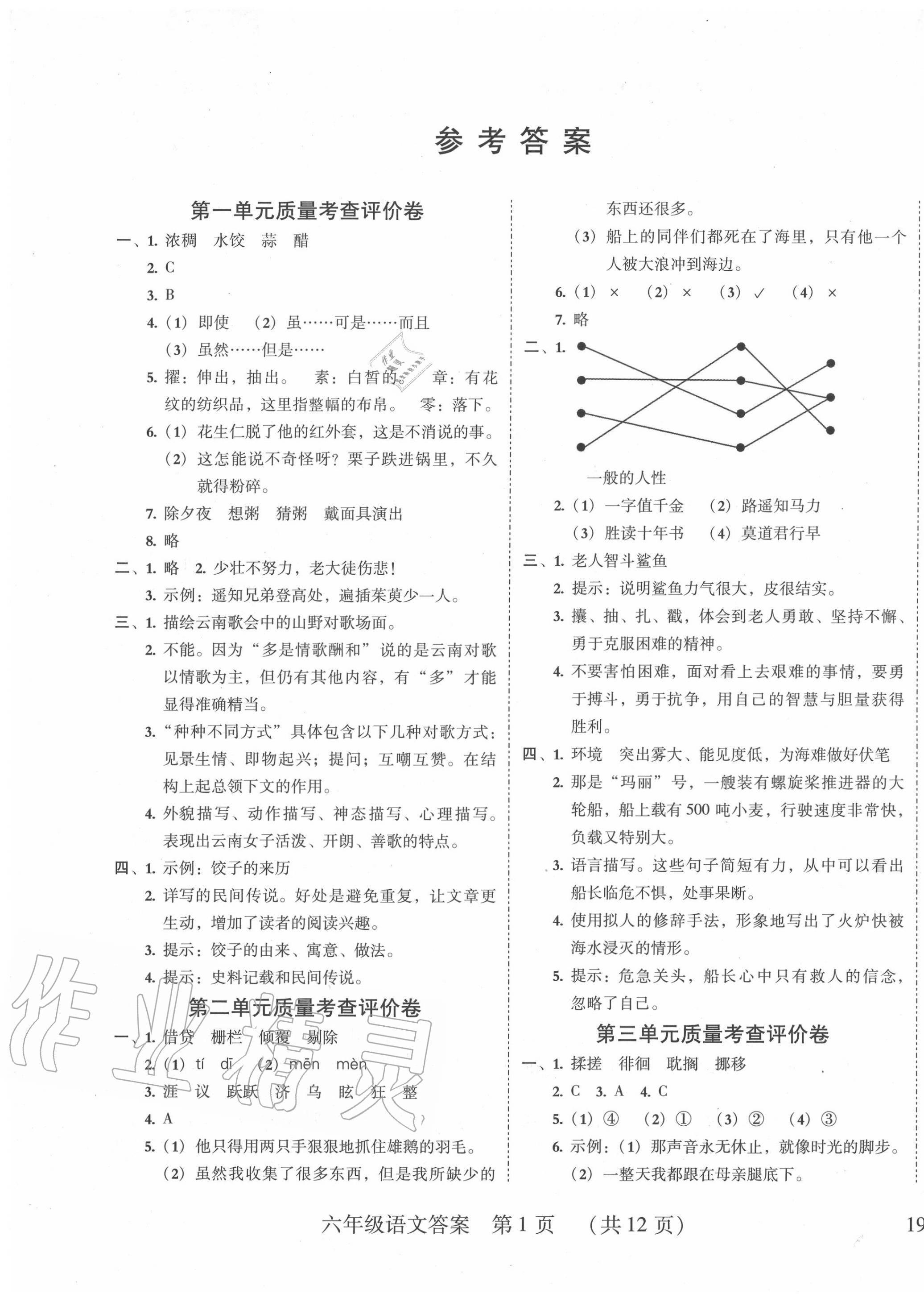 2020年状元坊全程突破导练测六年级语文下册人教版 第1页