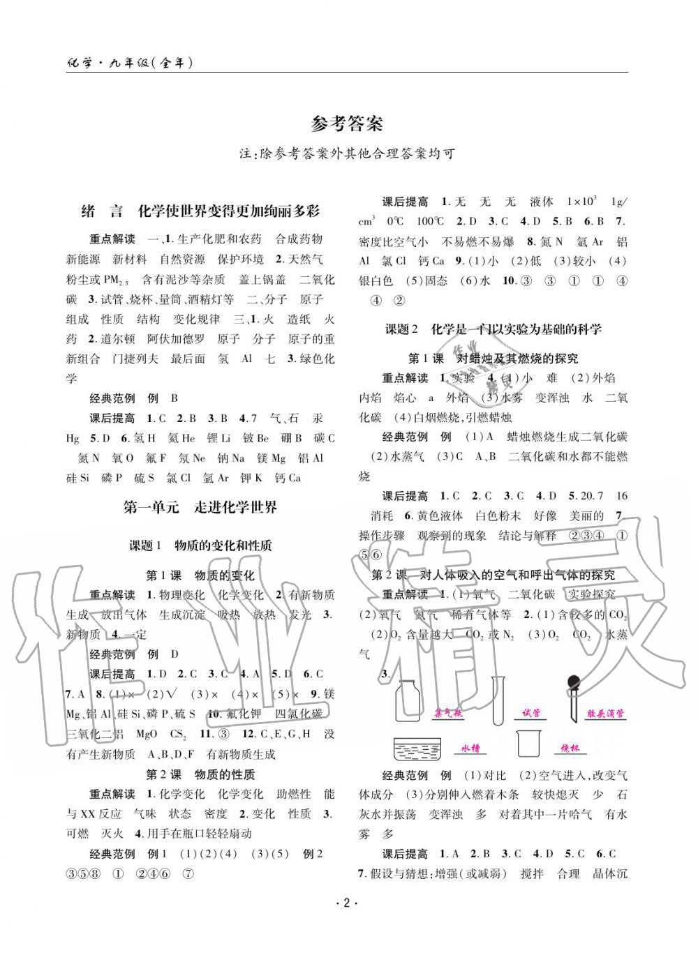 2020年理科愛好者九年級(jí)化學(xué)全一冊(cè)17-18期 參考答案第1頁(yè)