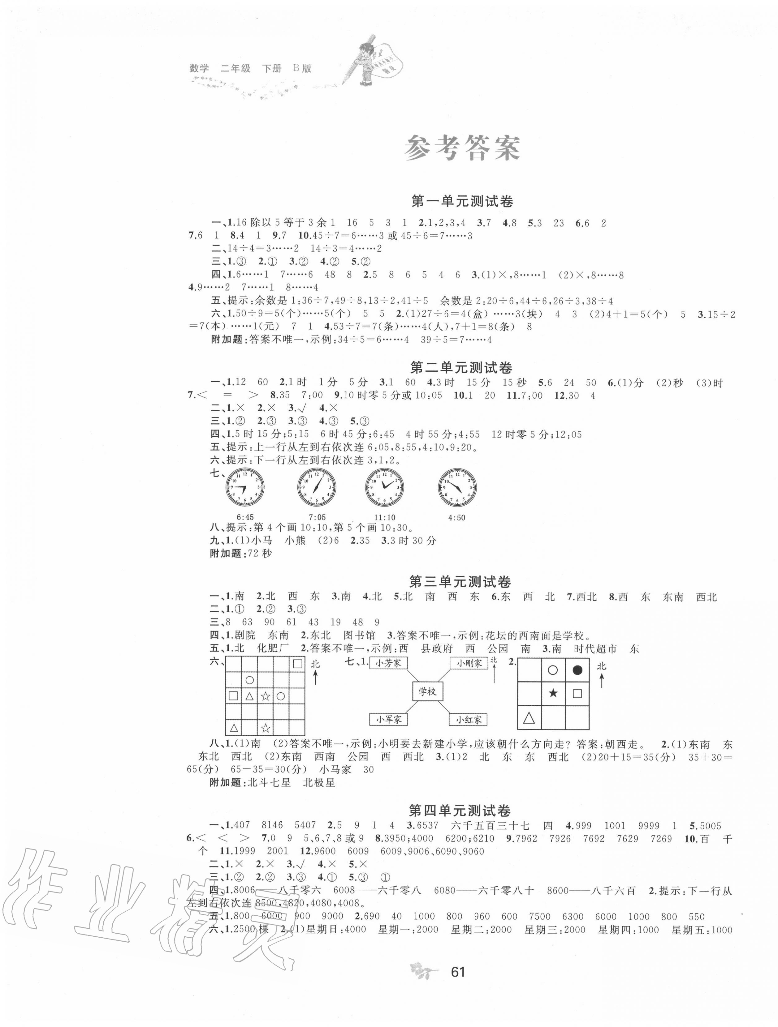 2020年新課程學(xué)習(xí)與測評單元雙測二年級數(shù)學(xué)下冊蘇教版B版 第1頁