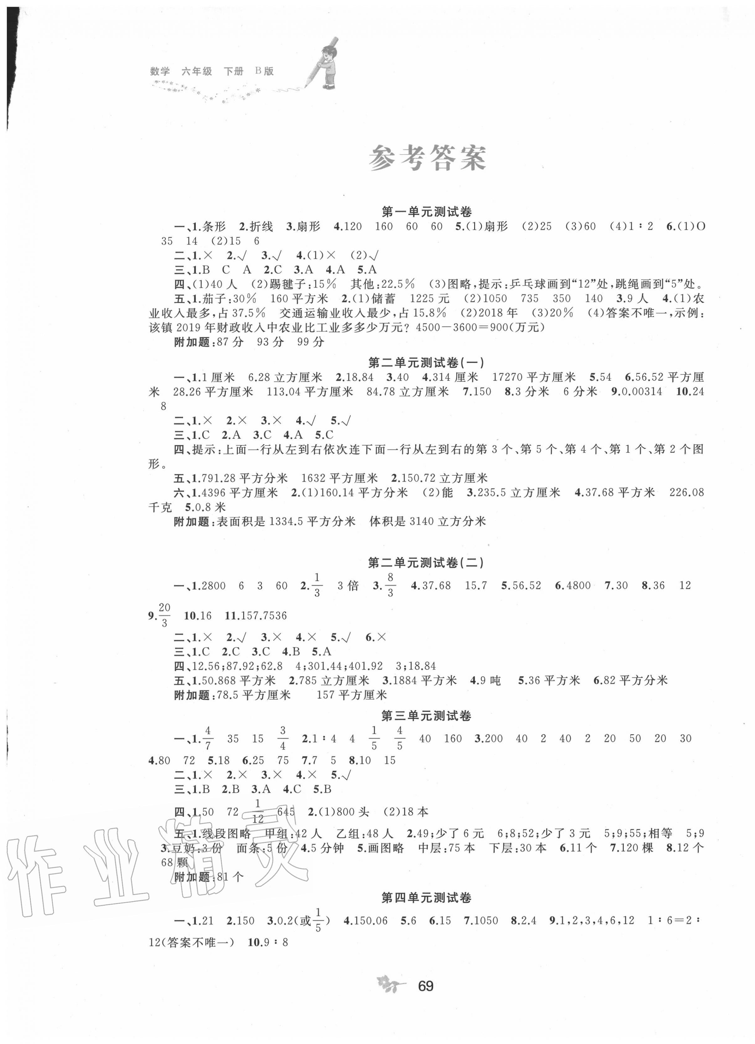 2020年新课程学习与测评单元双测六年级数学下册苏教版B版 第1页