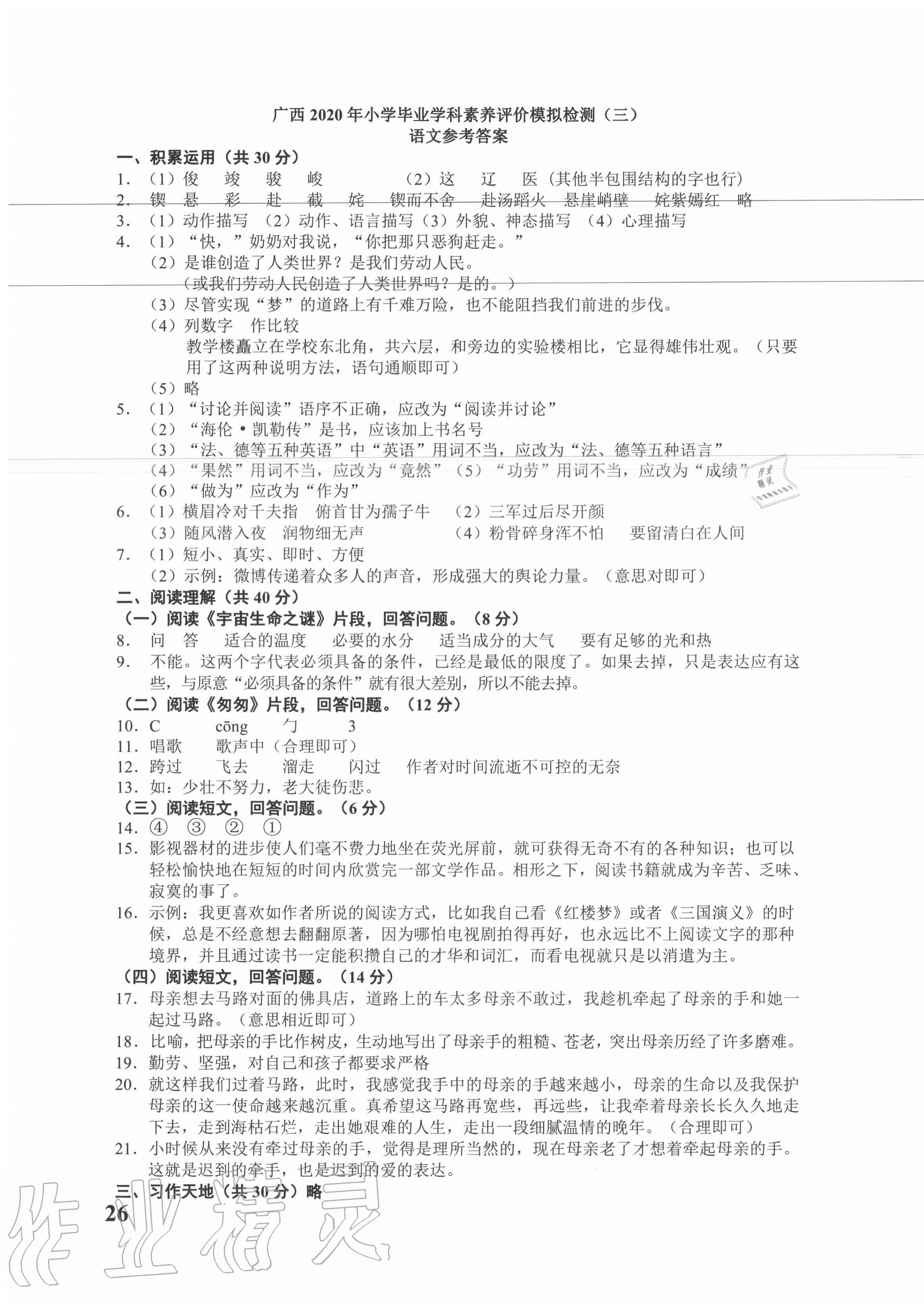 2020年小考王小升初名校招生分班語文真題與模擬卷廣西專版 第3頁