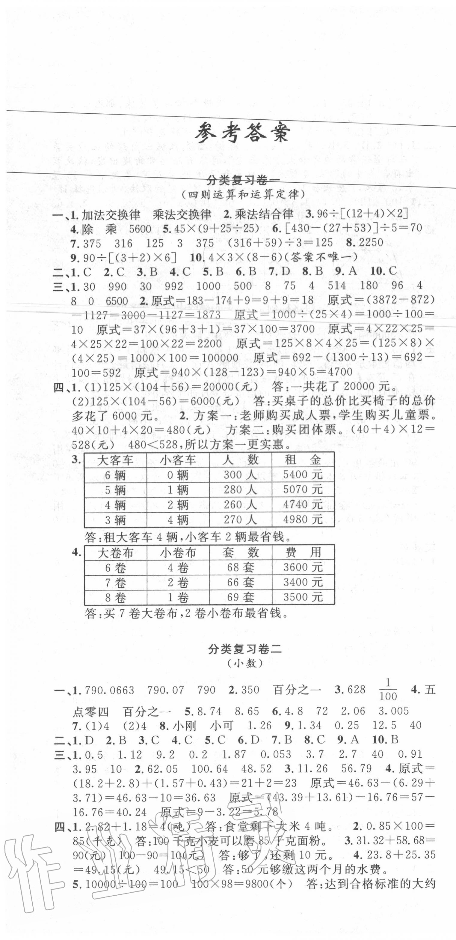 2020年浙江各地期末迎考卷四年級數(shù)學(xué)下冊人教版 第1頁