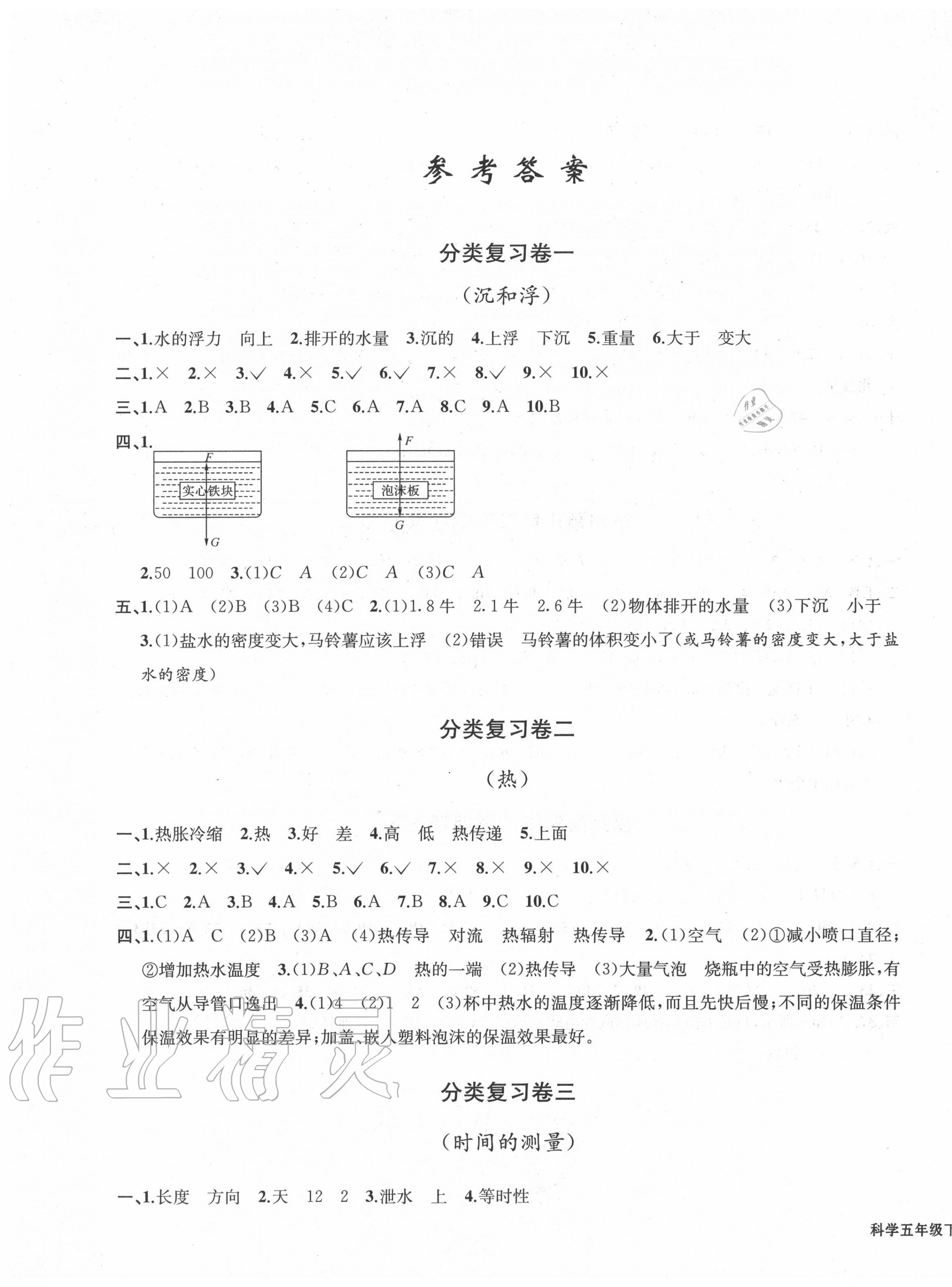 2020年浙江各地期末迎考卷五年級科學(xué)下冊教科版 第1頁