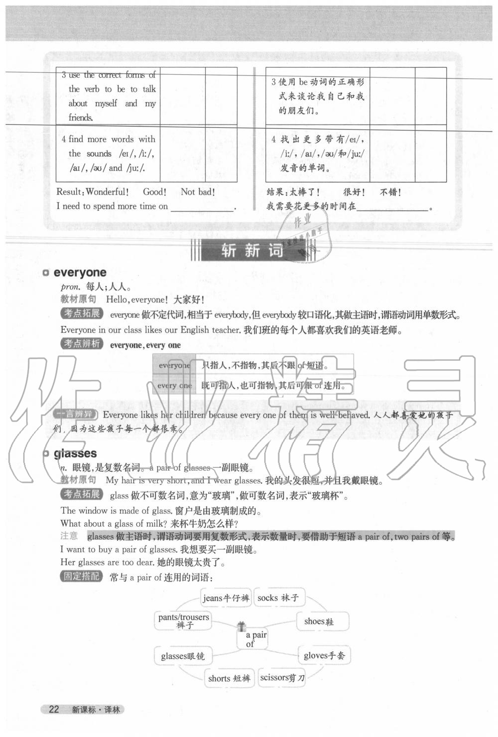 2020年教材課本七年級英語上冊譯林版 參考答案第22頁