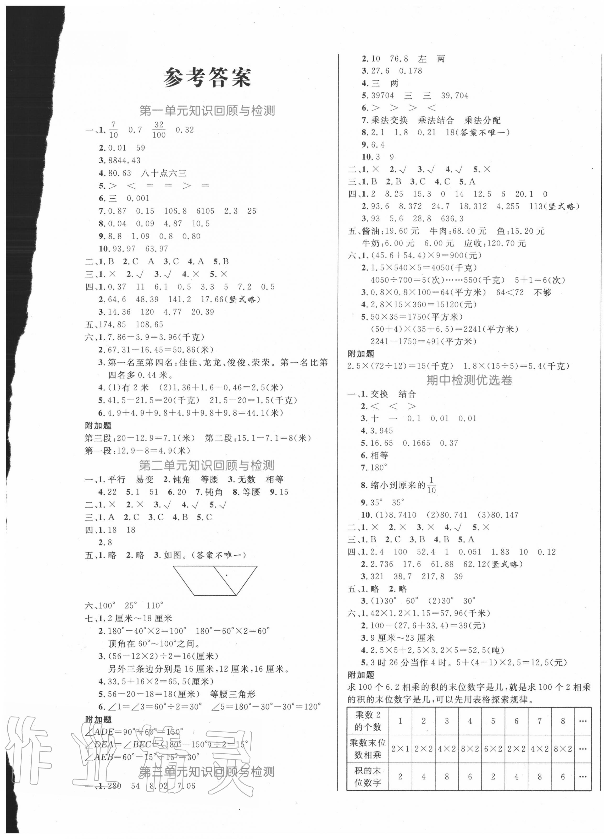 2020年黄冈名卷四年级数学下册北师大版 第1页