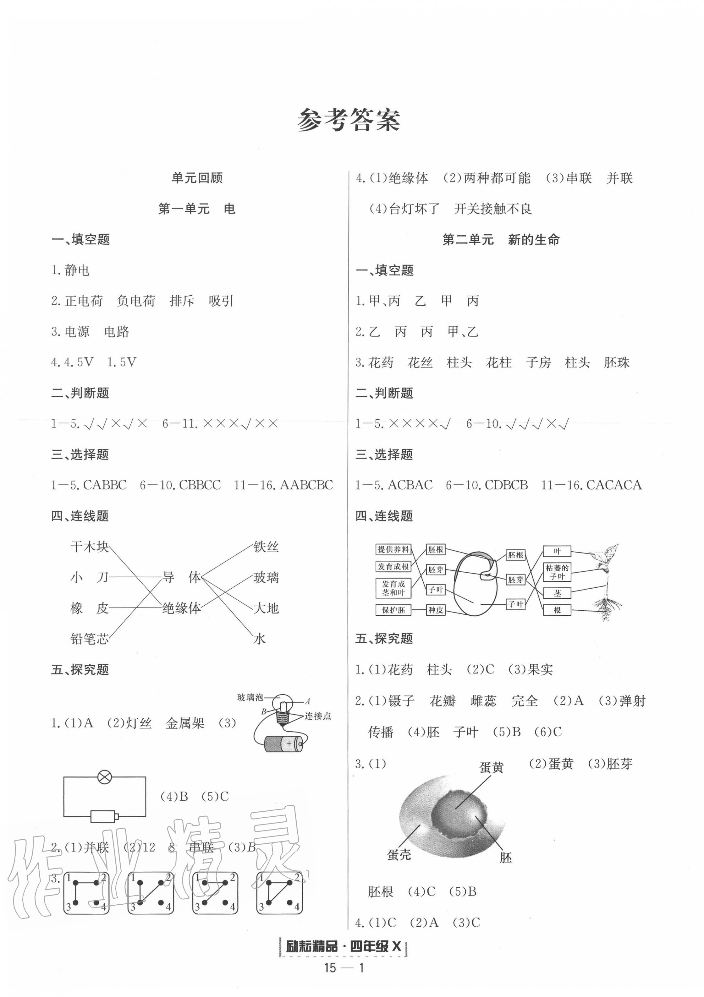 2020年励耘书业浙江期末四年级科学下册教科版 第1页