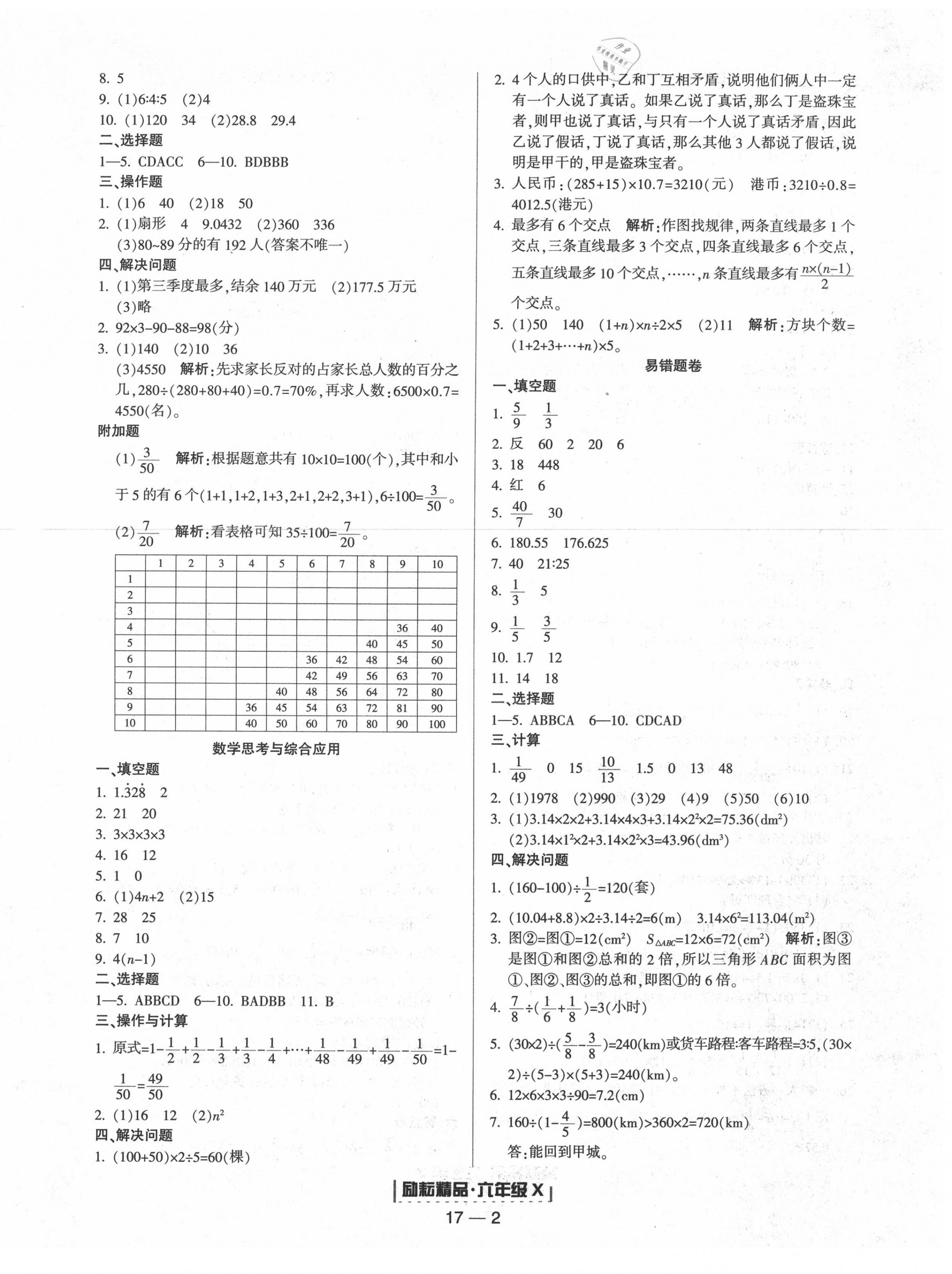 2020年励耘书业浙江期末六年级数学下册人教版 第2页