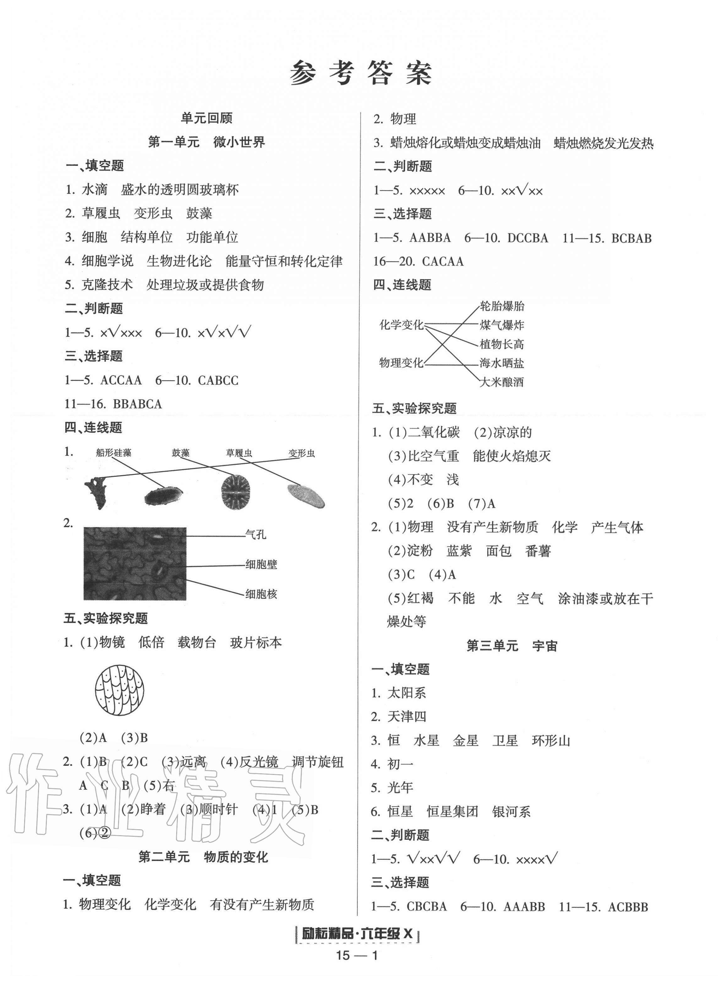 2020年勵耘書業(yè)浙江期末六年級科學(xué)下冊教科版 第1頁