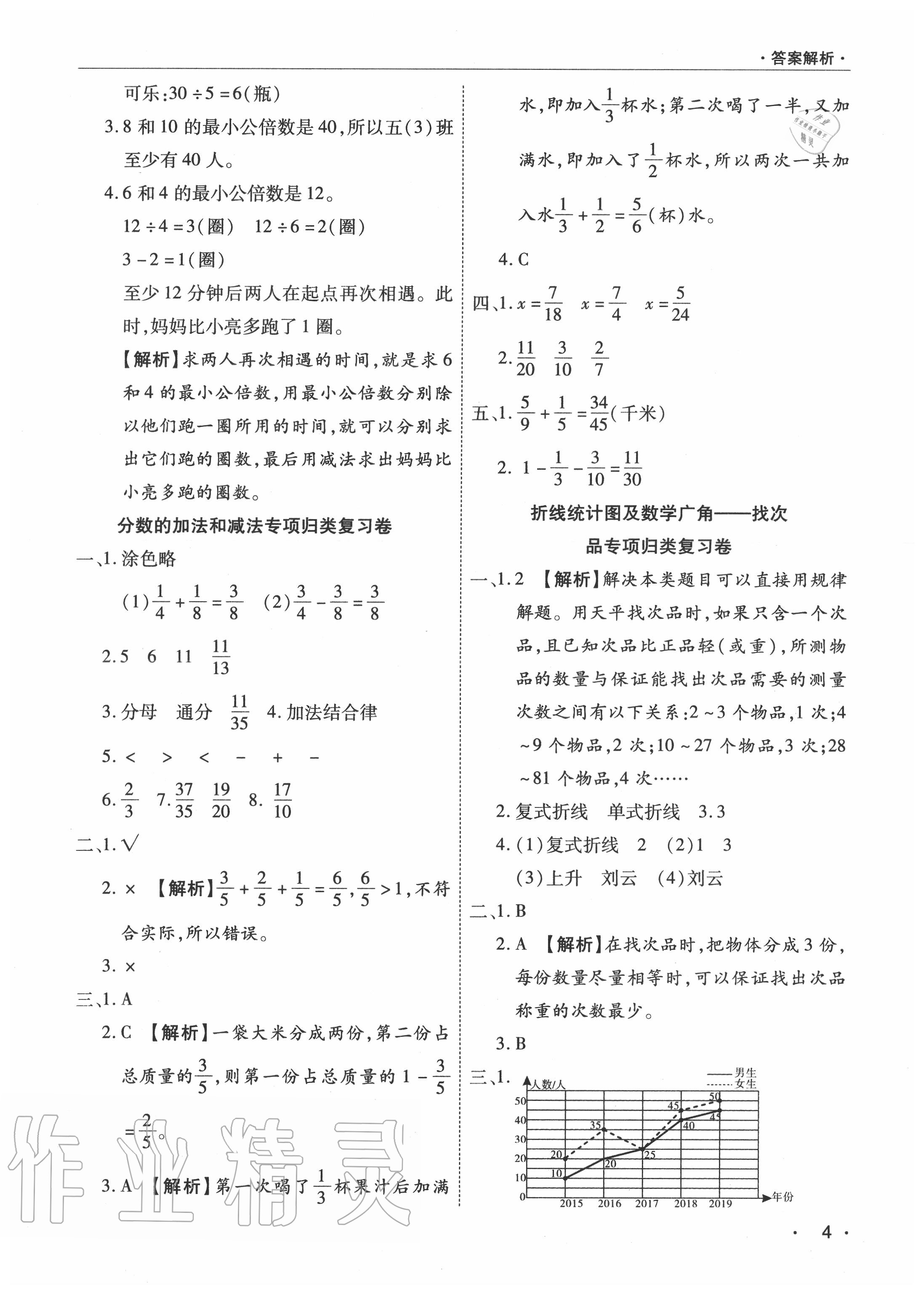 2020年期末考試必刷卷五年級(jí)數(shù)學(xué)下冊(cè)人教版河南專版 參考答案第4頁(yè)