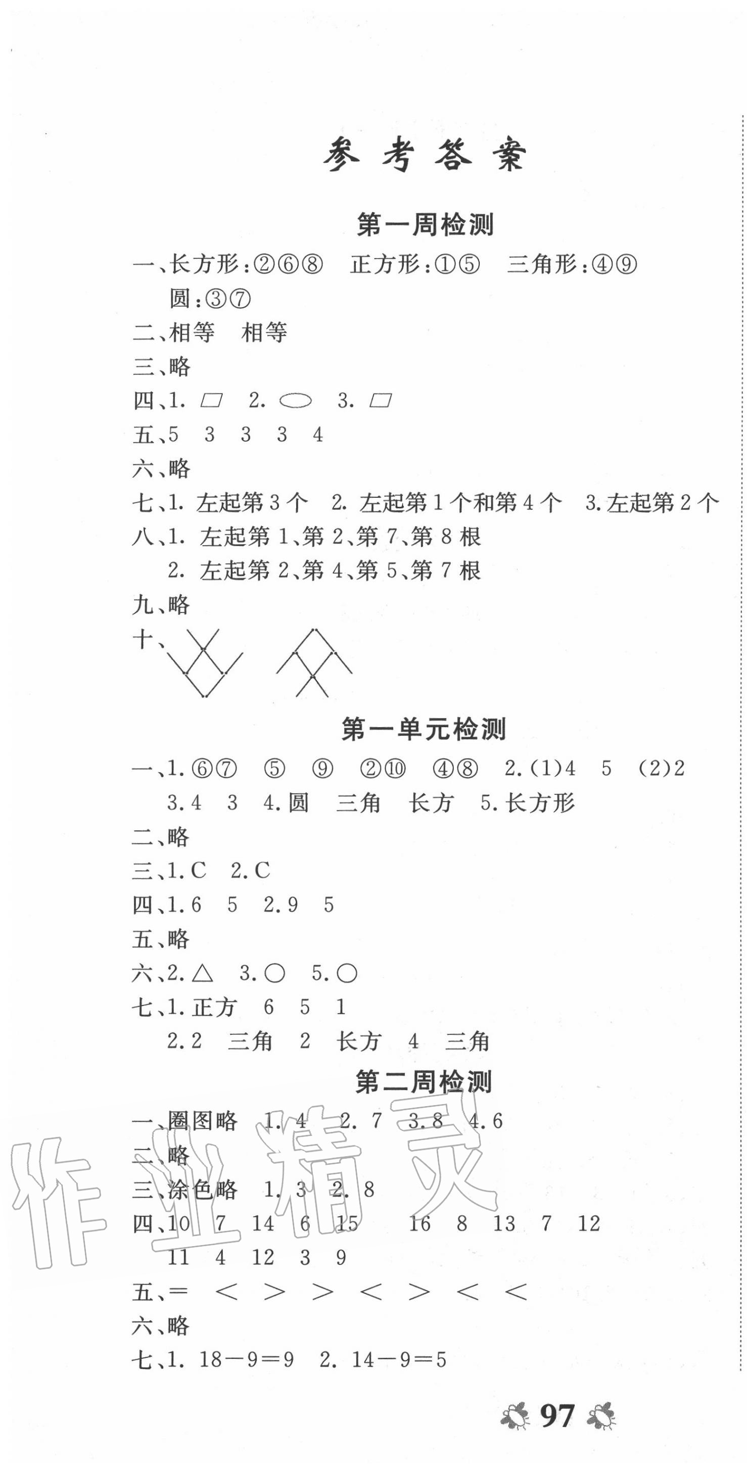 2020年全能练考卷一年级数学下册人教版中州古籍出版社 第1页