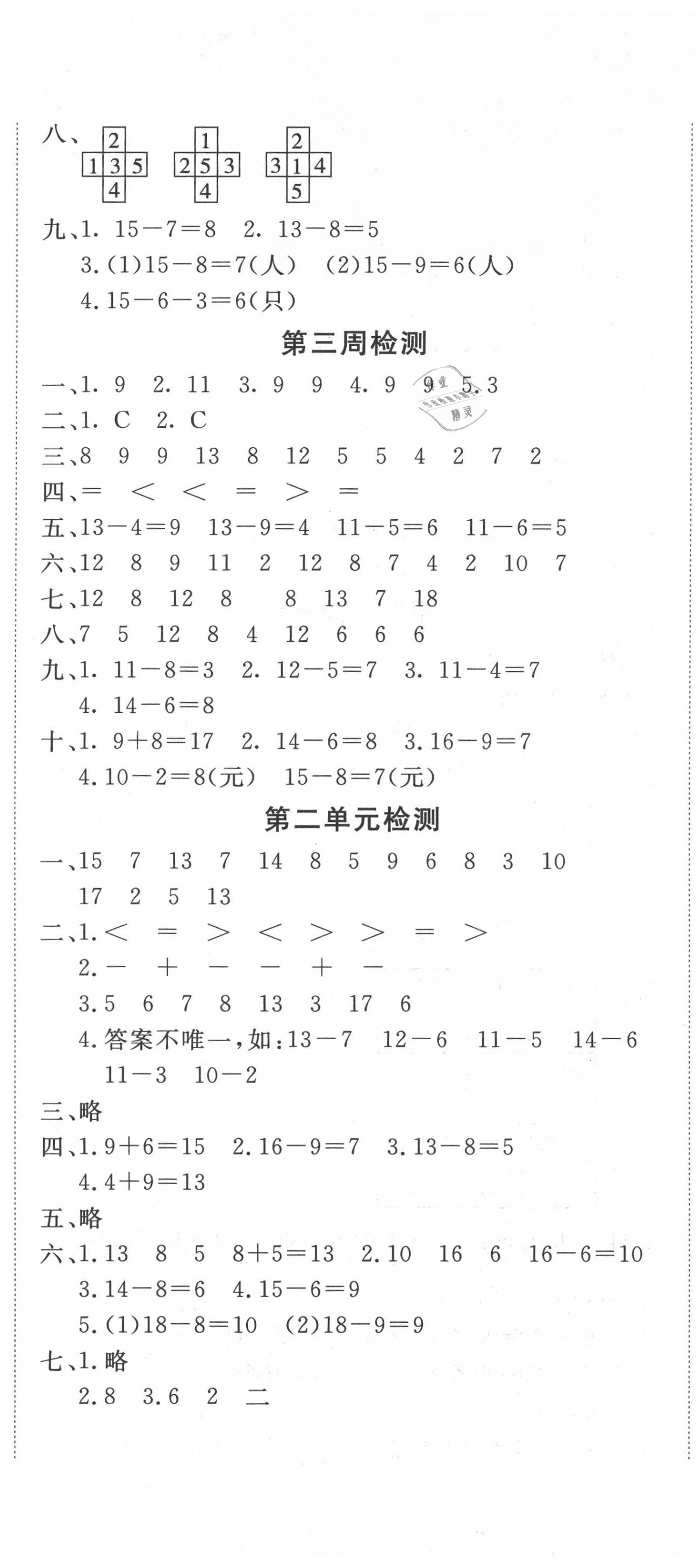 2020年全能练考卷一年级数学下册人教版中州古籍出版社 第2页