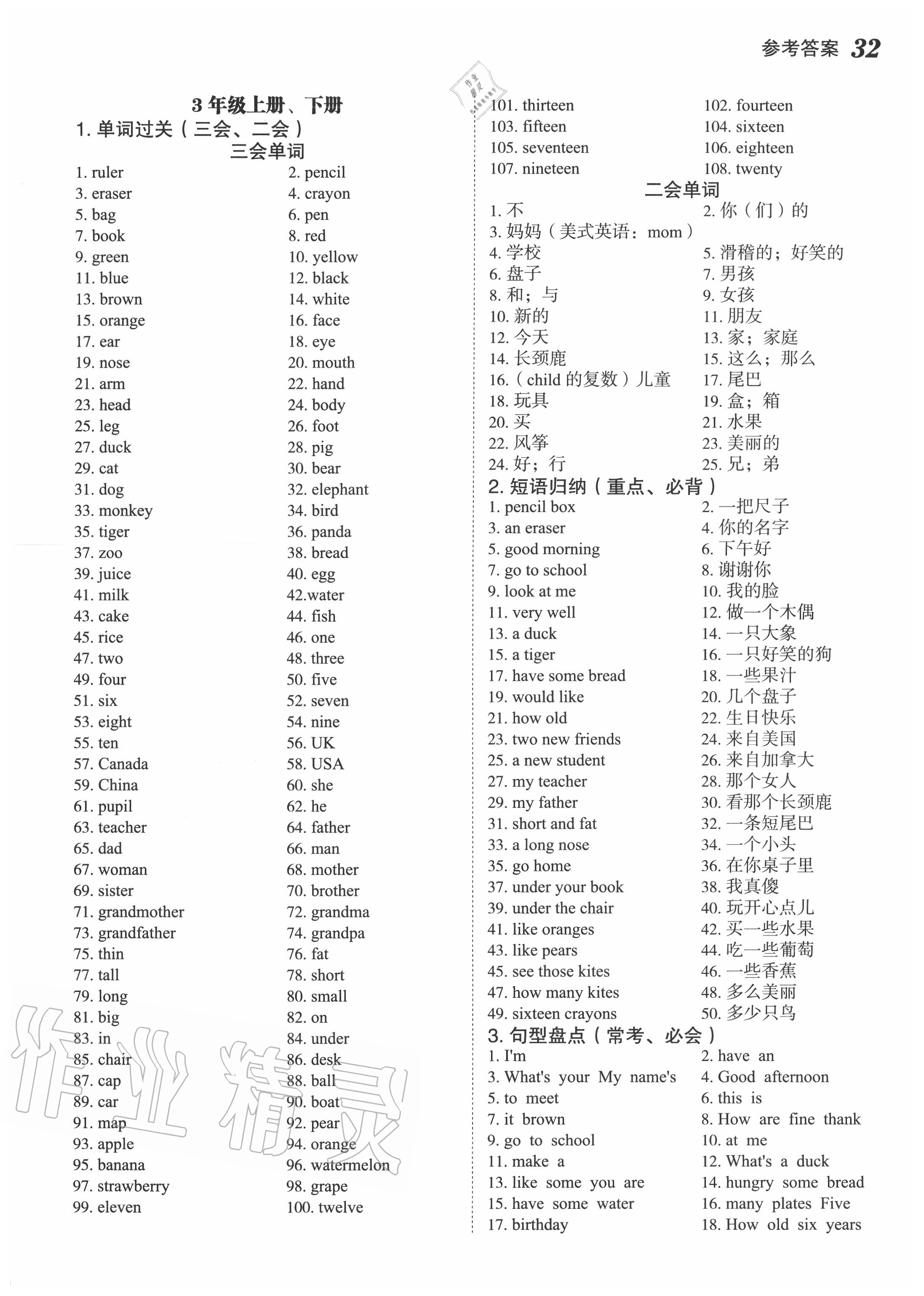 2020年名師面對面小考致高點英語 參考答案第4頁