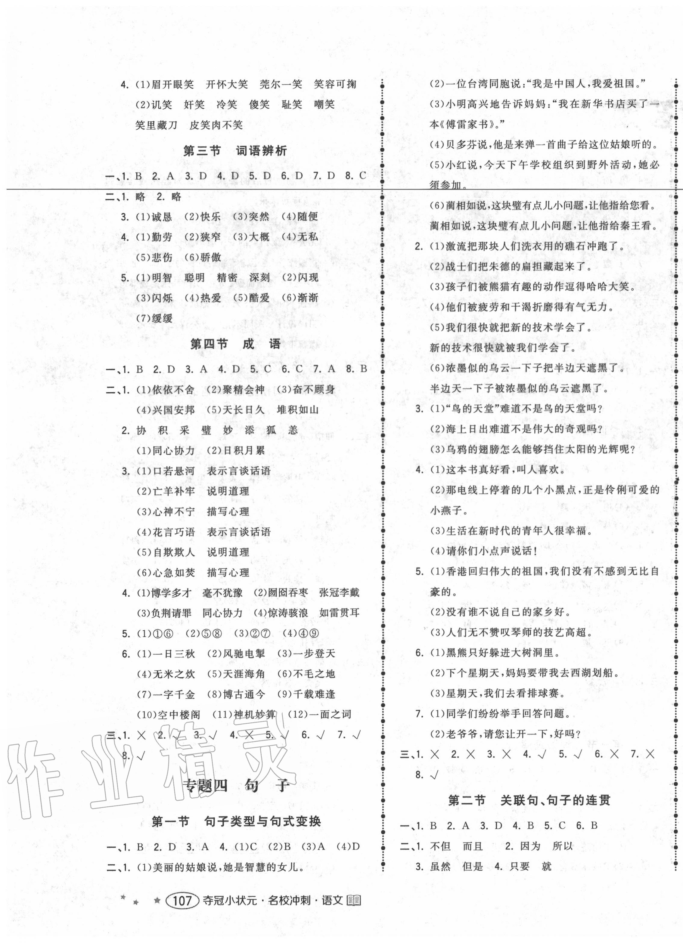 2020年夺冠小状元小学毕业升学总复习语文 第5页