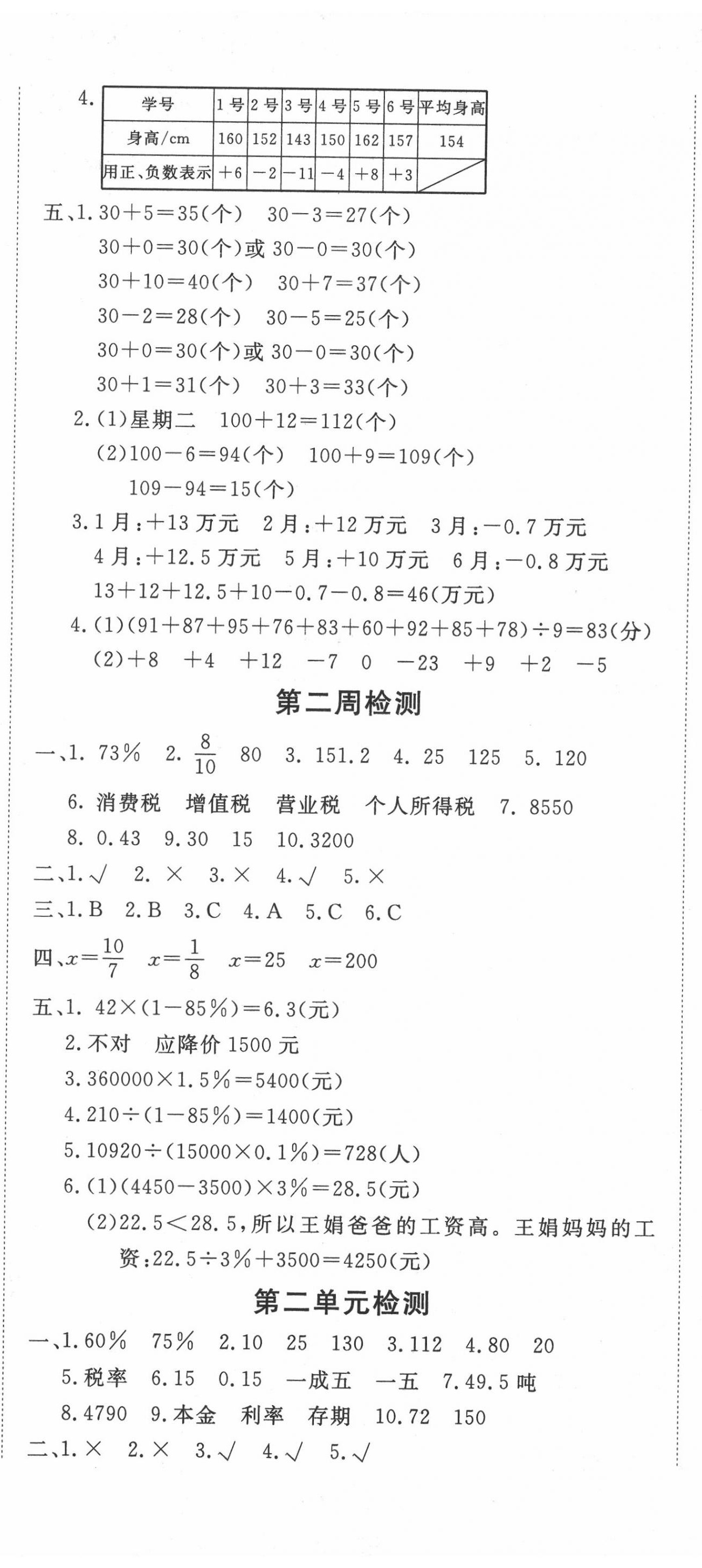 2020年全能練考卷六年級(jí)數(shù)學(xué)下冊(cè)人教版中州古籍出版社 第2頁