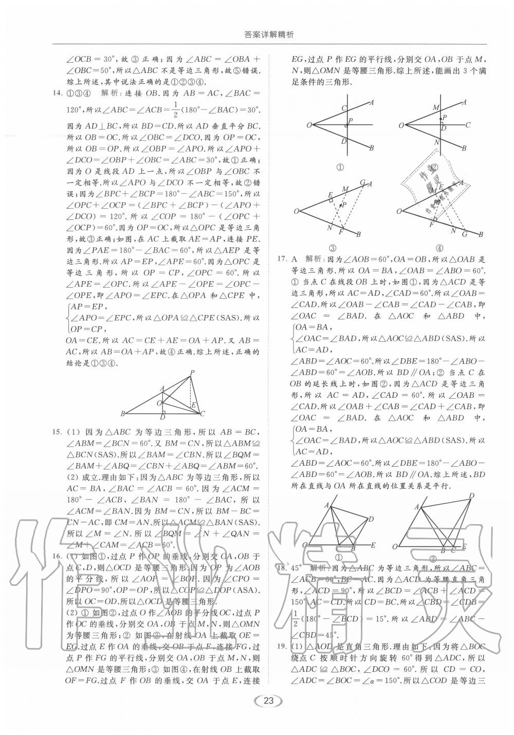 2020年亮點給力提優(yōu)課時作業(yè)本八年級數(shù)學上冊蘇科版 參考答案第23頁