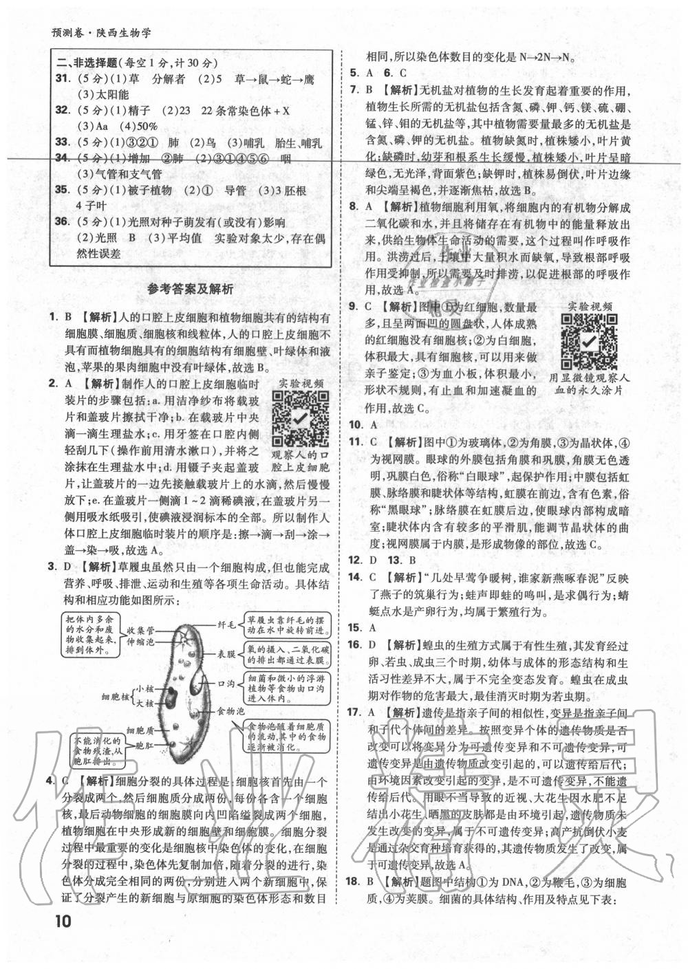 2020年万唯中考预测卷生物学陕西专版 第4页