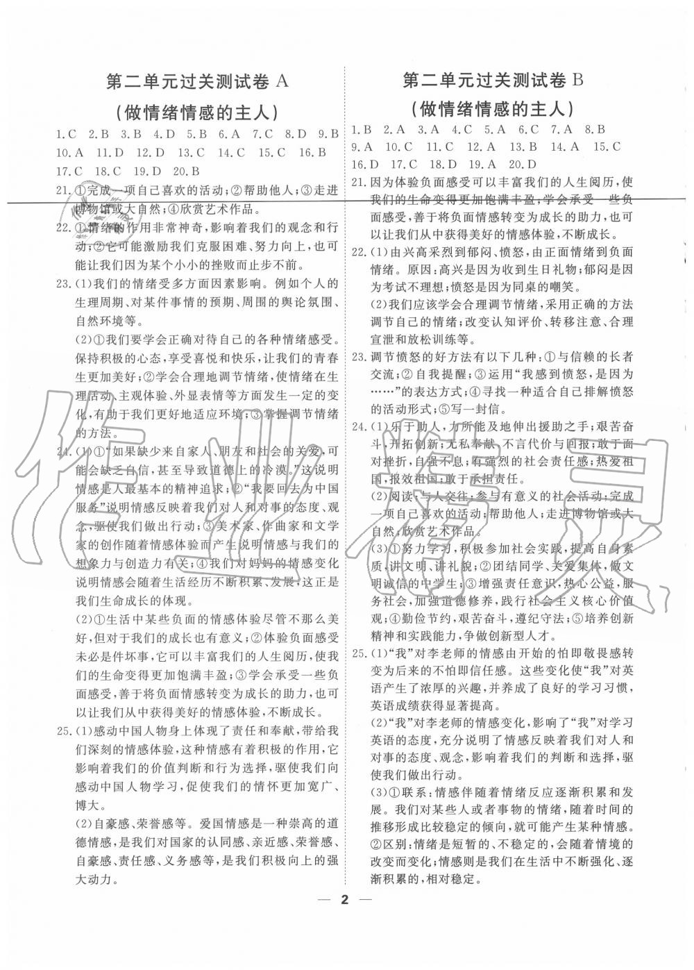 2020年一飛沖天小復(fù)習(xí)七年級(jí)道德與法治下冊(cè)人教版 第2頁(yè)