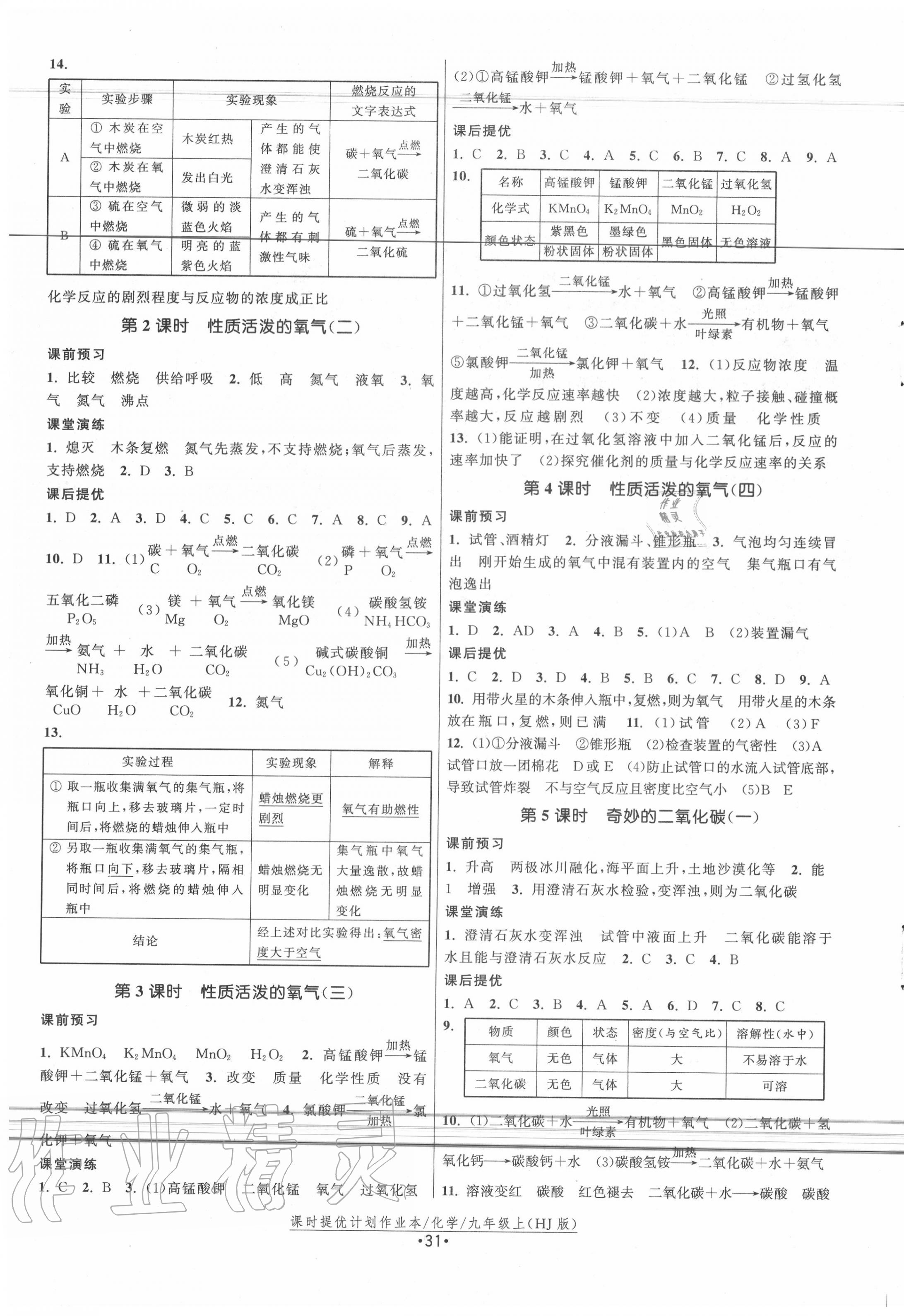 2020年課時提優(yōu)計劃作業(yè)本九年級化學(xué)上冊滬教版 第3頁