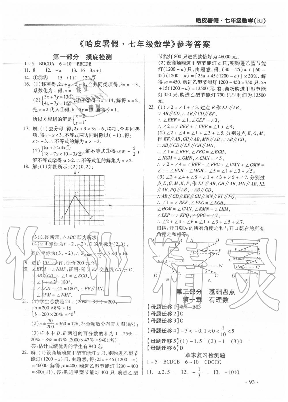 2020年哈皮暑假七年級(jí)數(shù)學(xué)人教版合肥工業(yè)大學(xué)出版社 第1頁(yè)