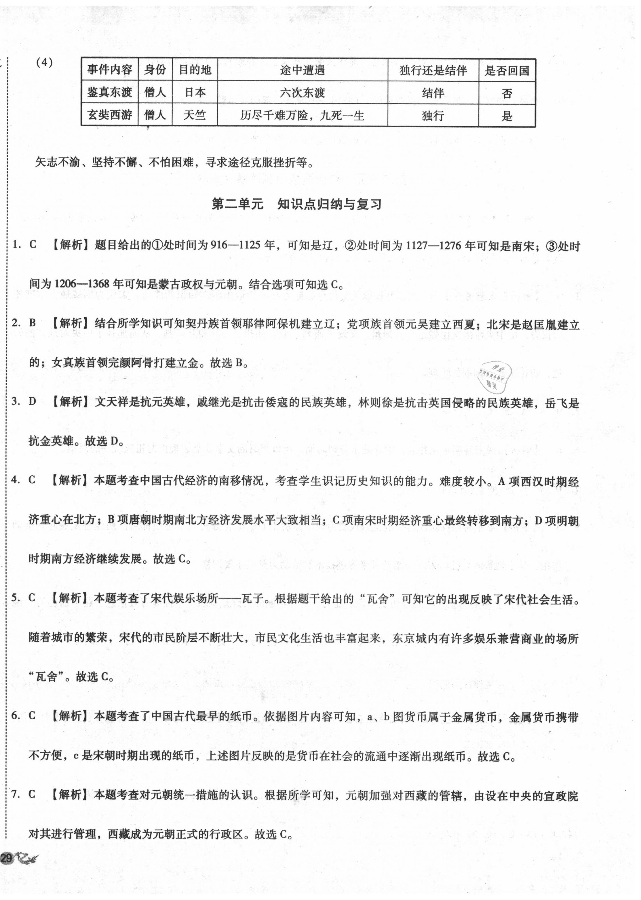 2020年單元加期末復習與測試七年級歷史下冊人教版 第6頁