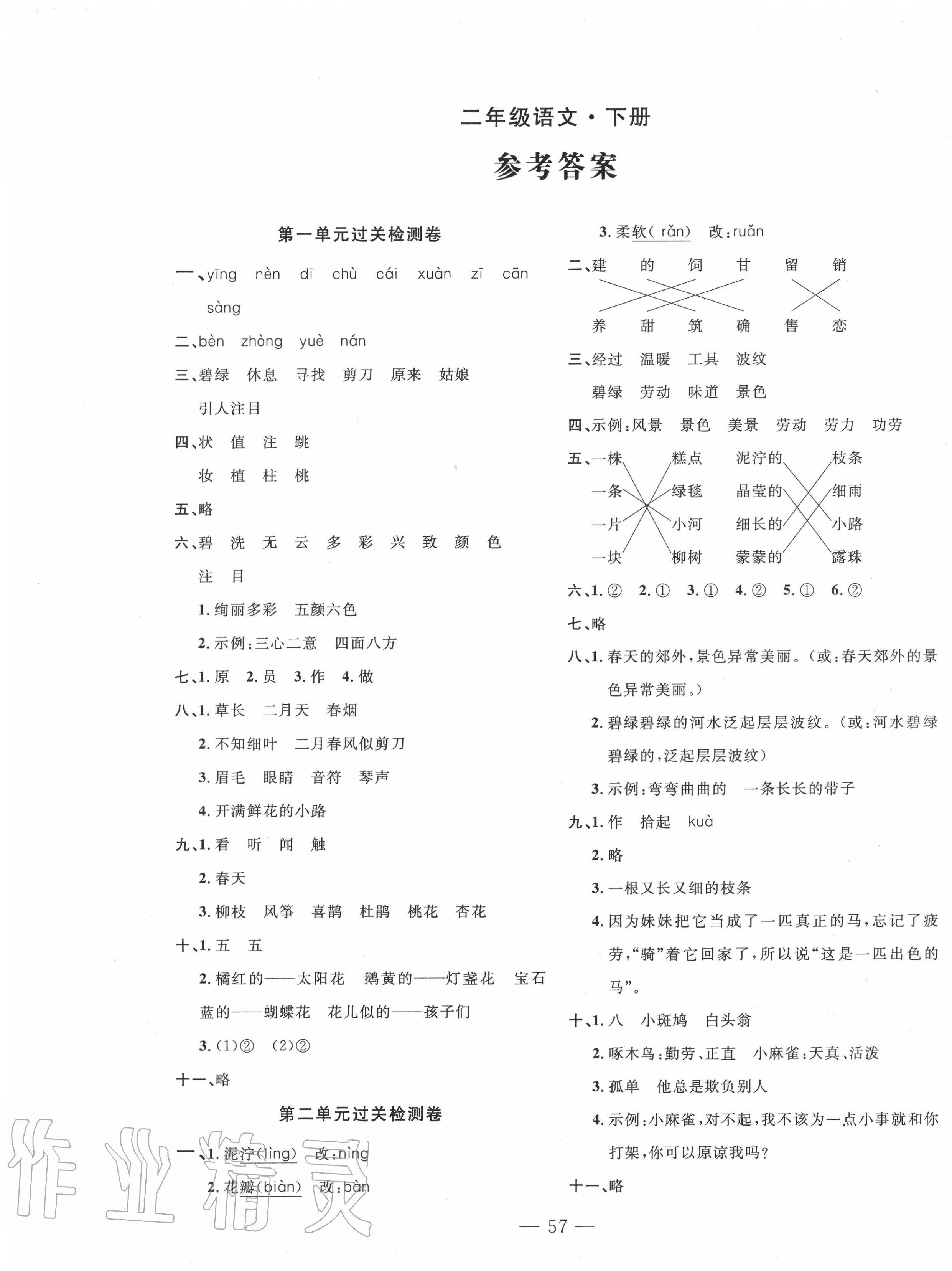 2020年智慧課堂密卷100分單元過(guò)關(guān)檢測(cè)二年級(jí)語(yǔ)文下冊(cè)十堰專版 第1頁(yè)