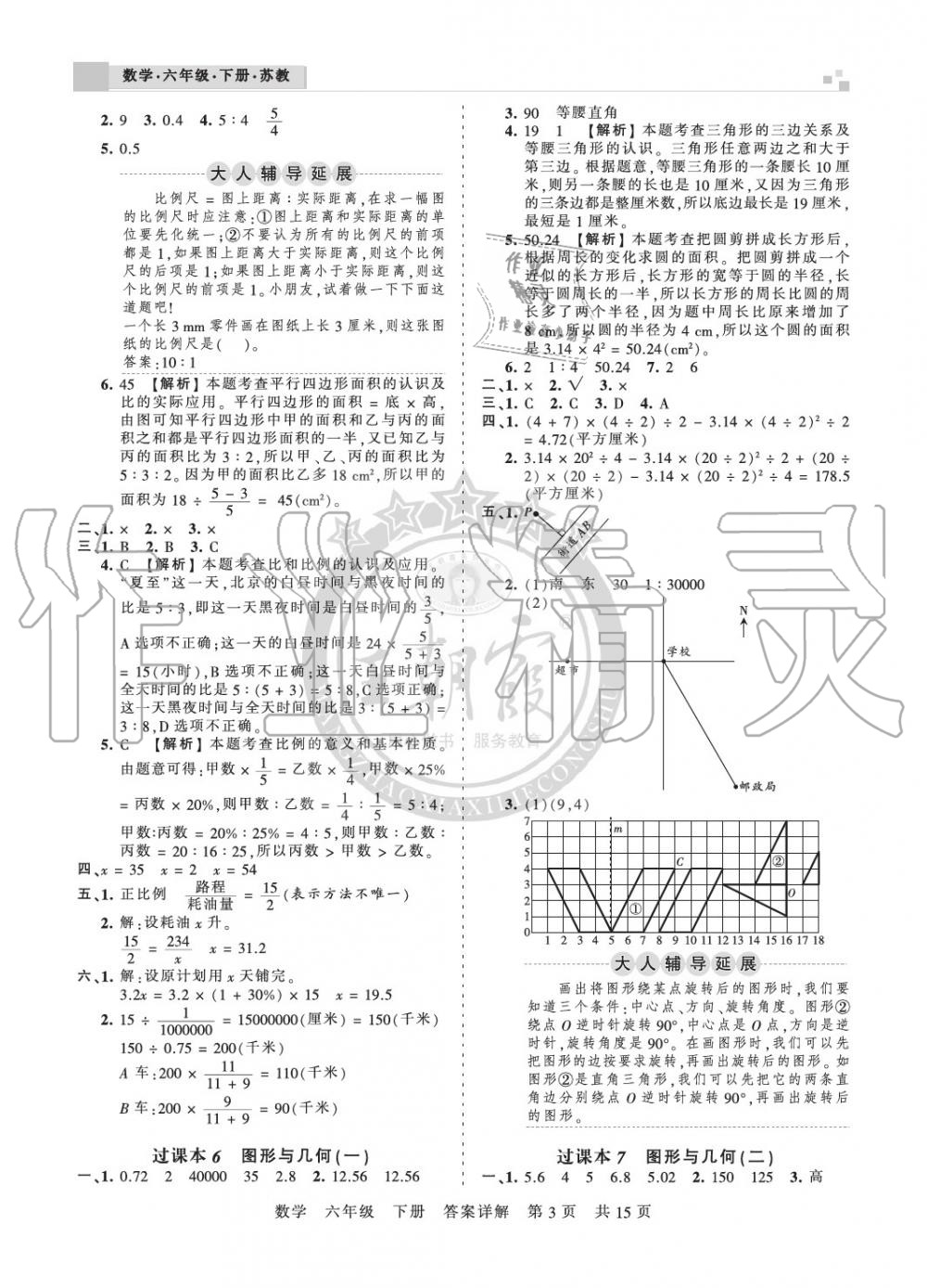 2020年王朝霞各地期末試卷精選六年級數(shù)學(xué)下冊蘇教版九縣七區(qū)專版 參考答案第3頁