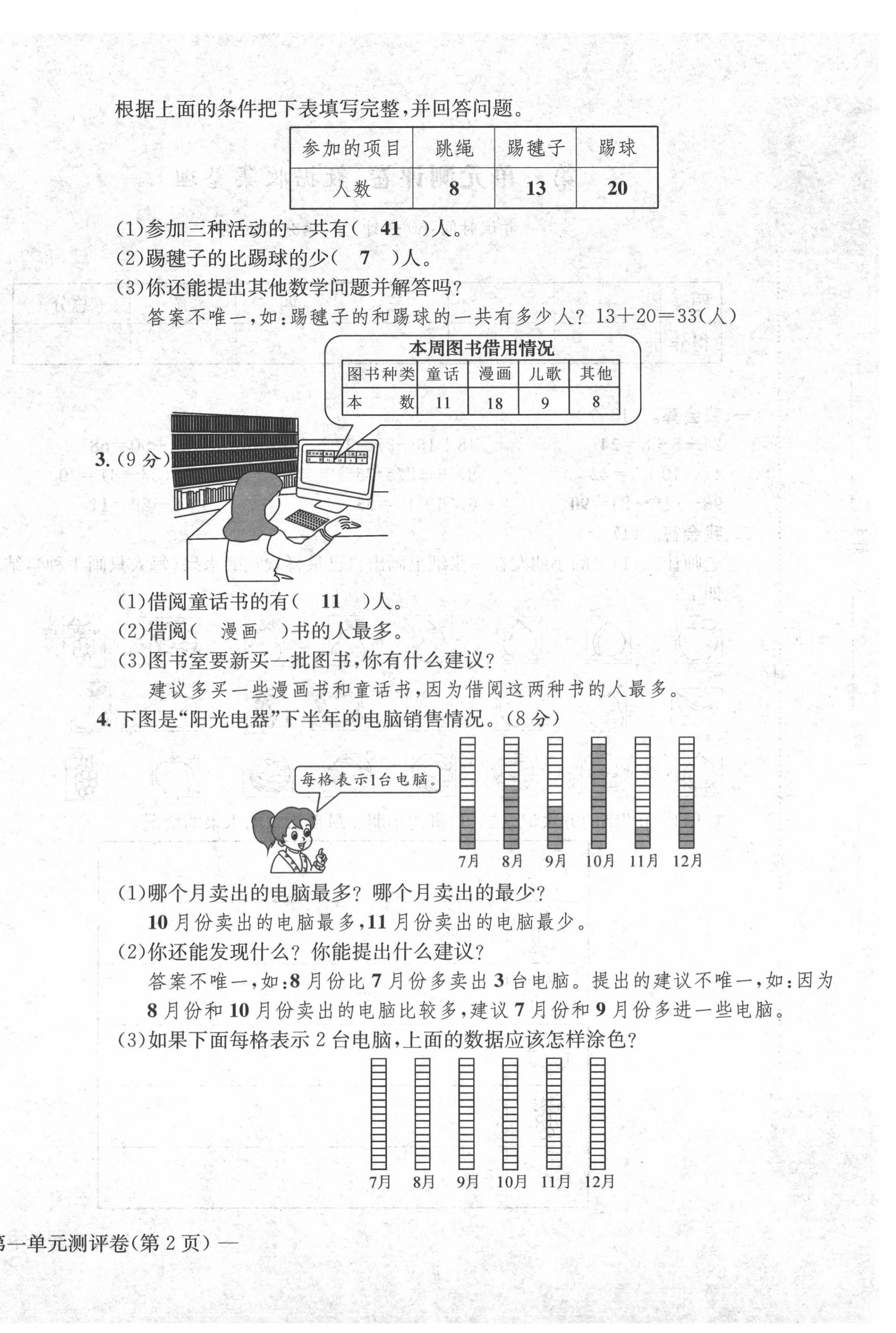 2020年学业评价测试卷二年级数学下册人教版 第4页