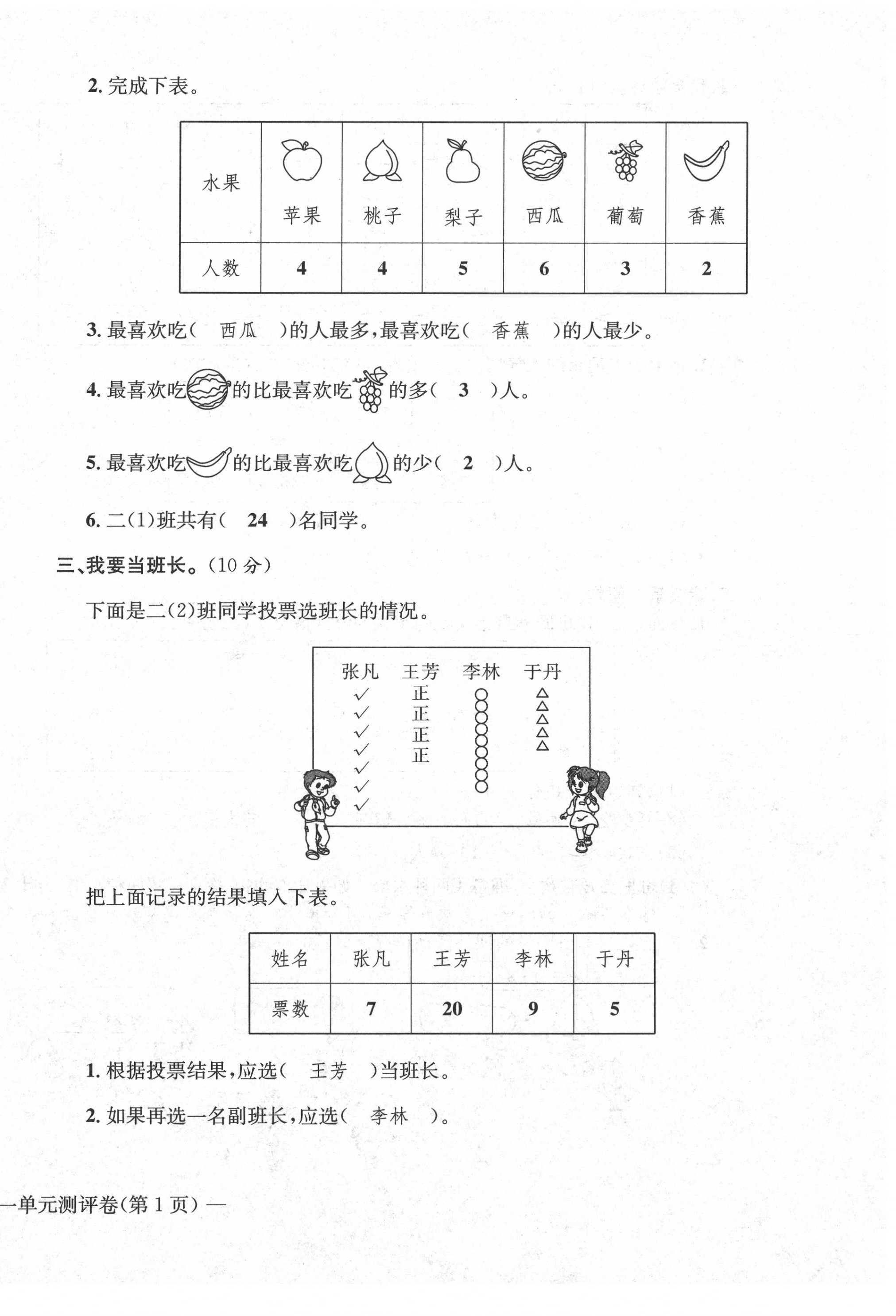 2020年学业评价测试卷二年级数学下册人教版 第2页