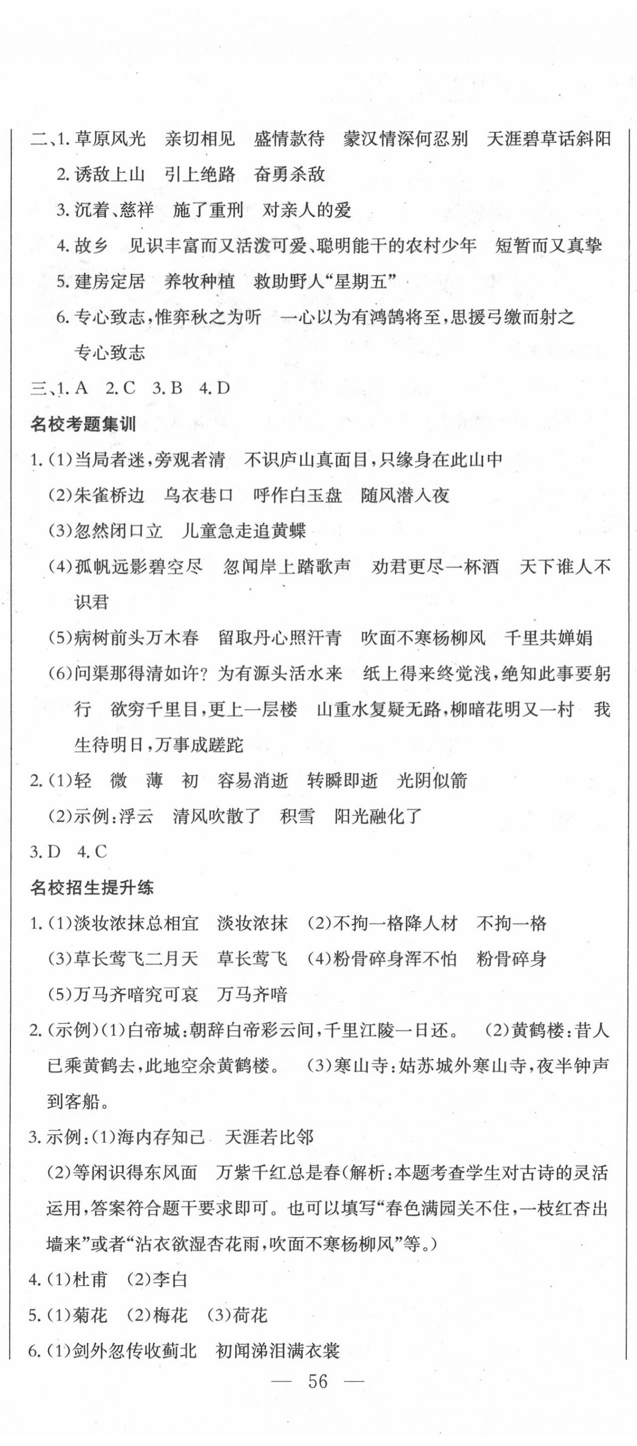 2020年黃岡小狀元小學(xué)升學(xué)考試沖刺復(fù)習(xí)卷語(yǔ)文 第5頁(yè)