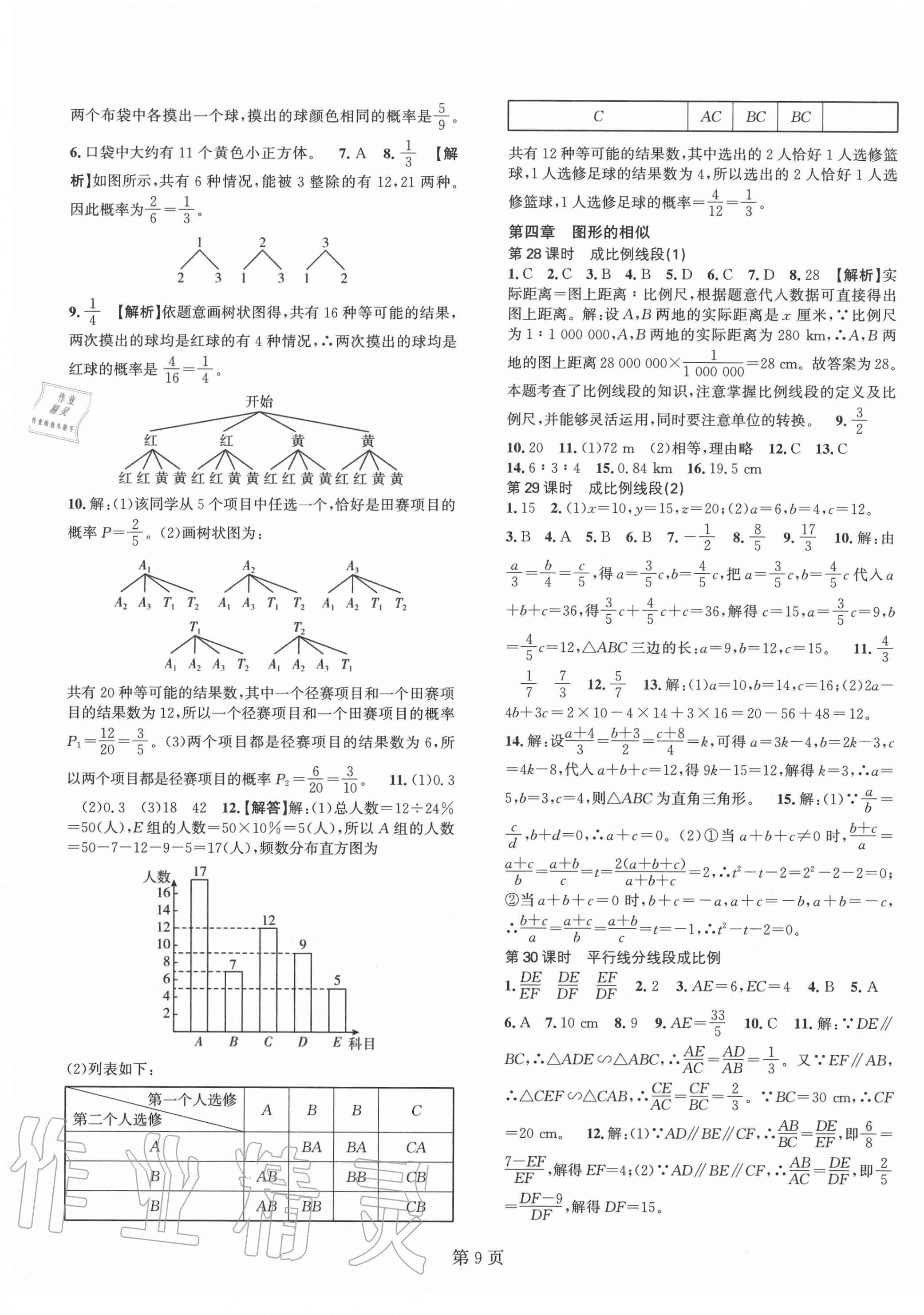 2020年春如金卷課時作業AB本九年級數學上冊北師大版 第9頁
