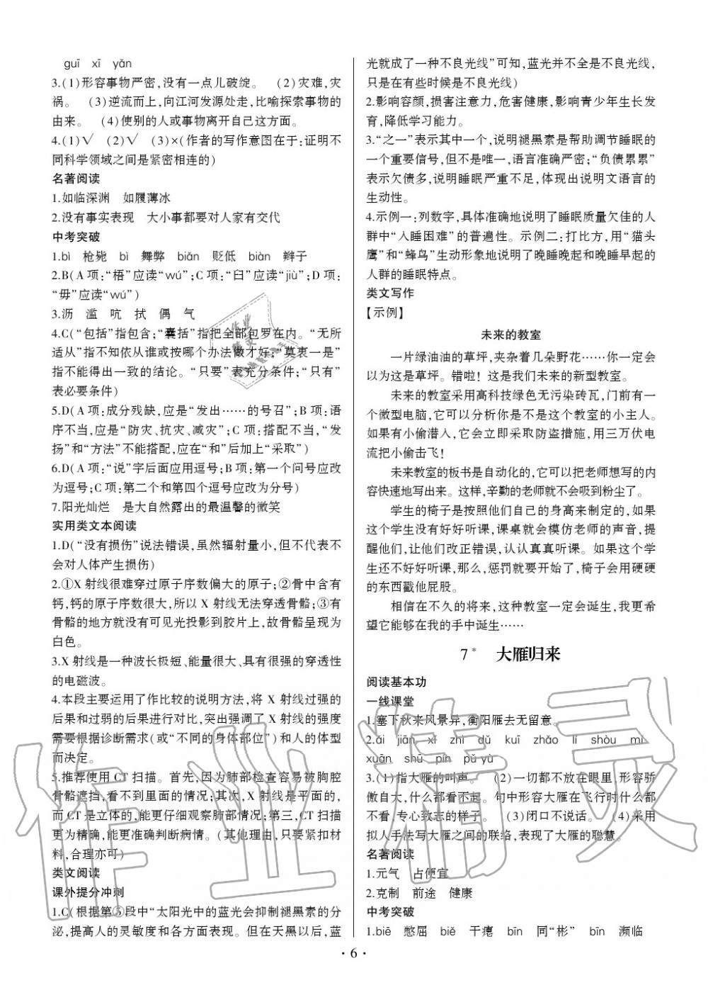 2020年同步寶典1線超越八年級(jí)語(yǔ)文下冊(cè)人教版 參考答案第6頁(yè)