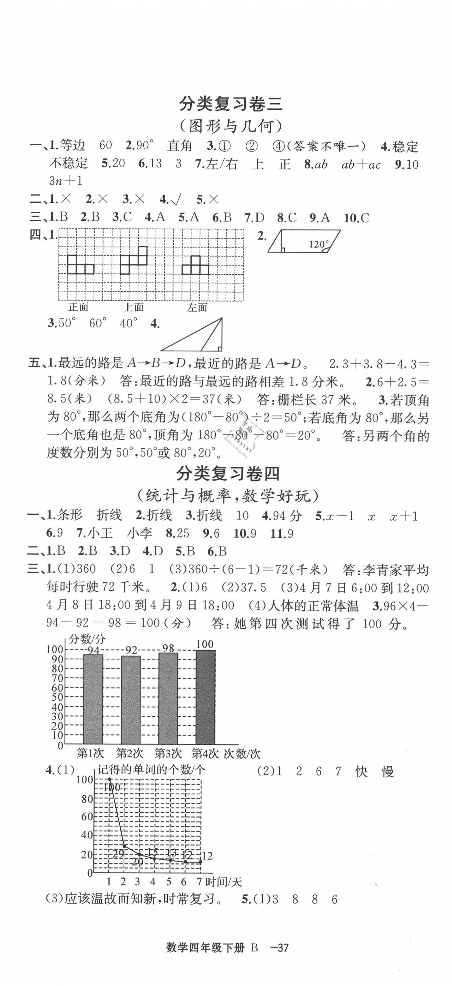 2020年浙江各地期末迎考卷四年級數(shù)學下冊北師大版 第2頁