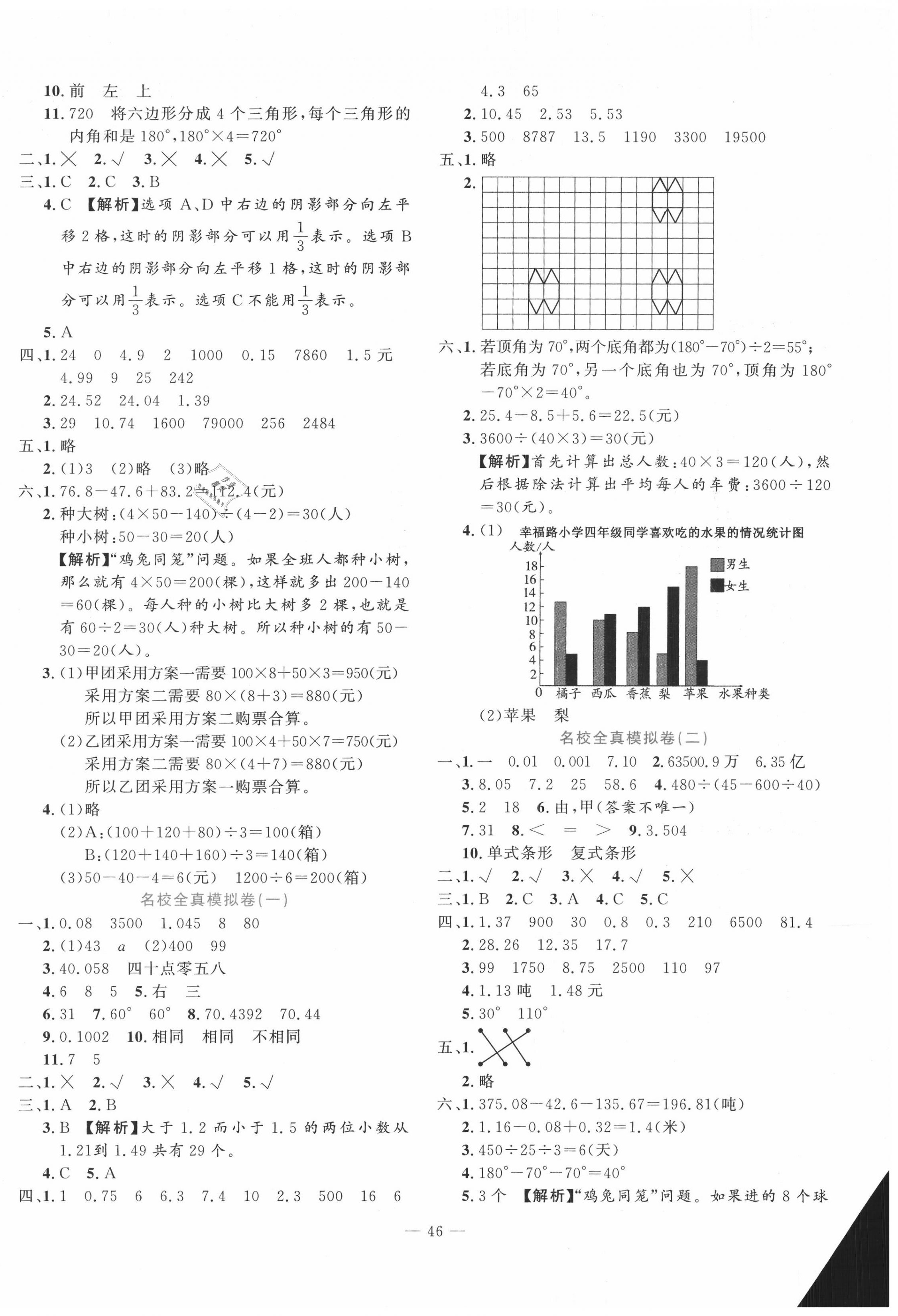 2020年状元新期末四年级数学下册人教版 第2页