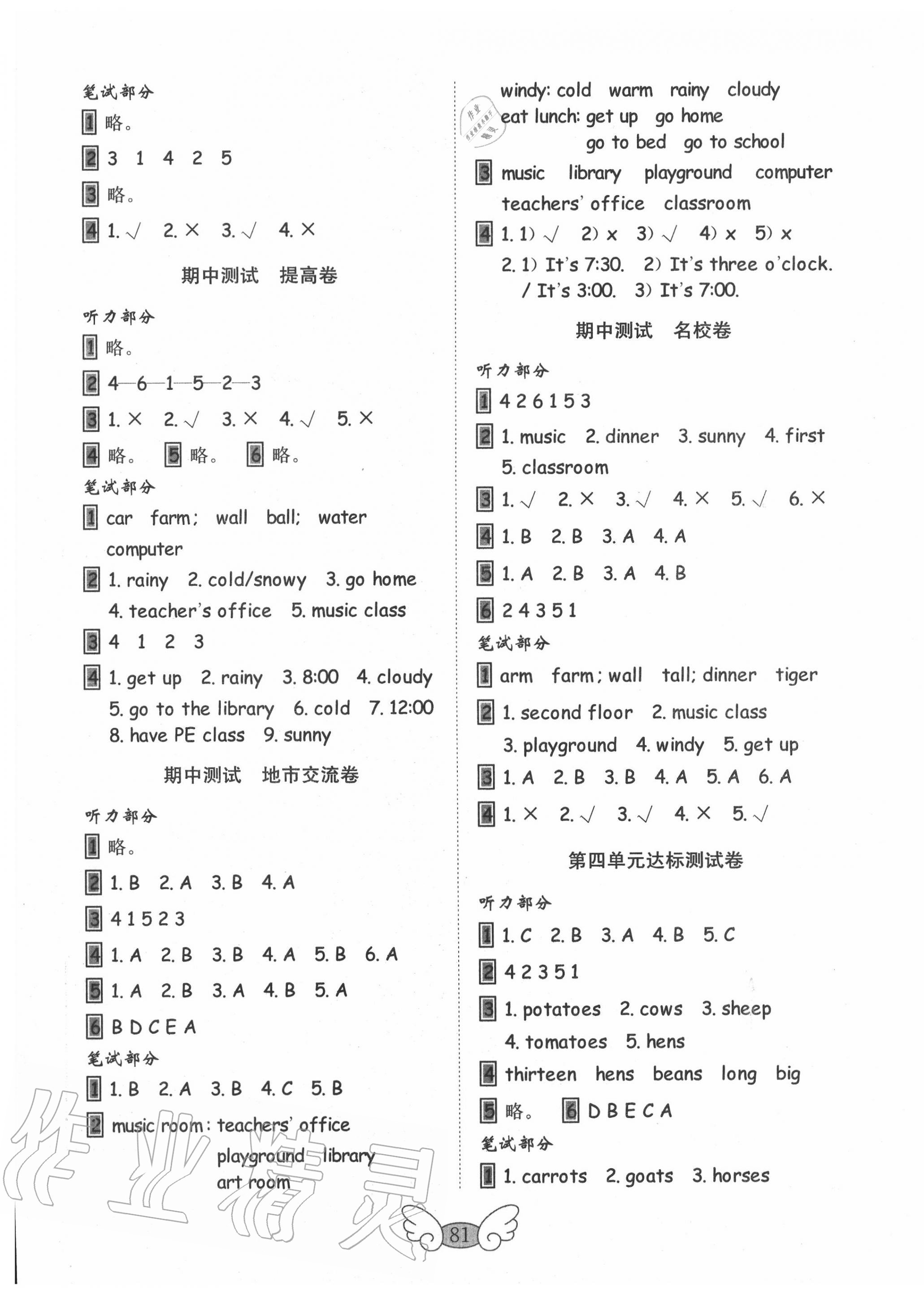 2020年金鑰匙試卷四年級(jí)英語下冊人教PEP版 第2頁