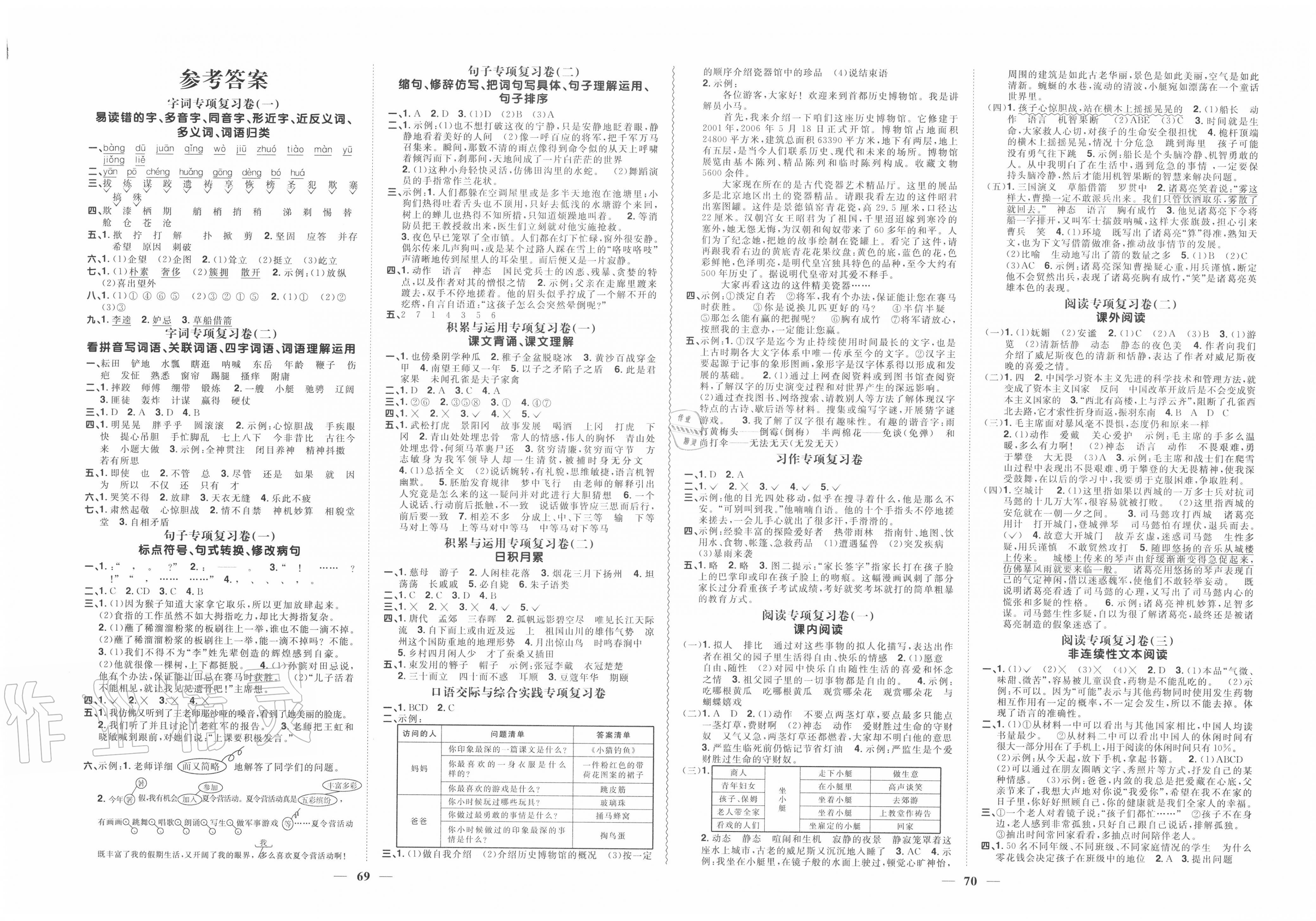 2020年陽光同學(xué)期末復(fù)習(xí)15天沖刺100分五年級語文下冊人教版 第1頁