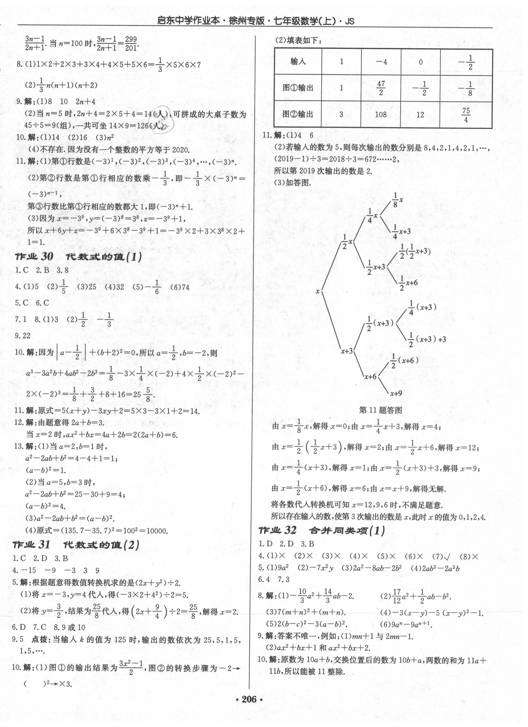 2020年启东中学作业本七年级数学上册江苏版徐州专版 第8页