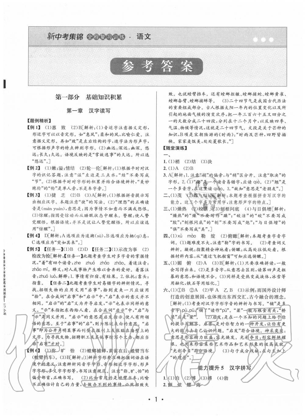 2020年新中考集錦全程復習訓練語文 第1頁