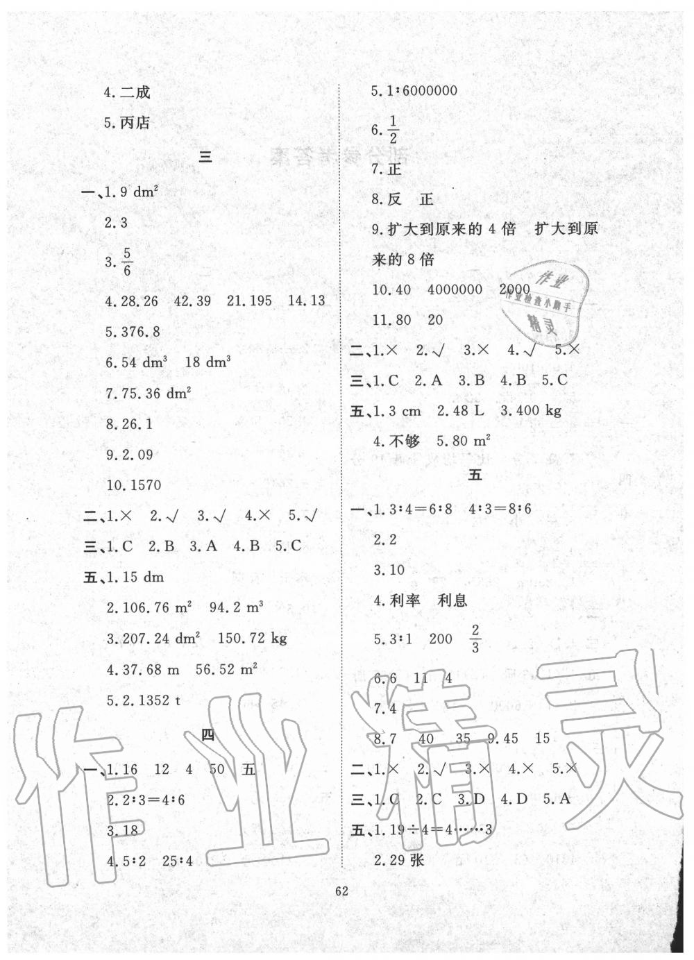 2020年芝麻开花能力形成同步测试卷六年级数学下学期人教版 第2页